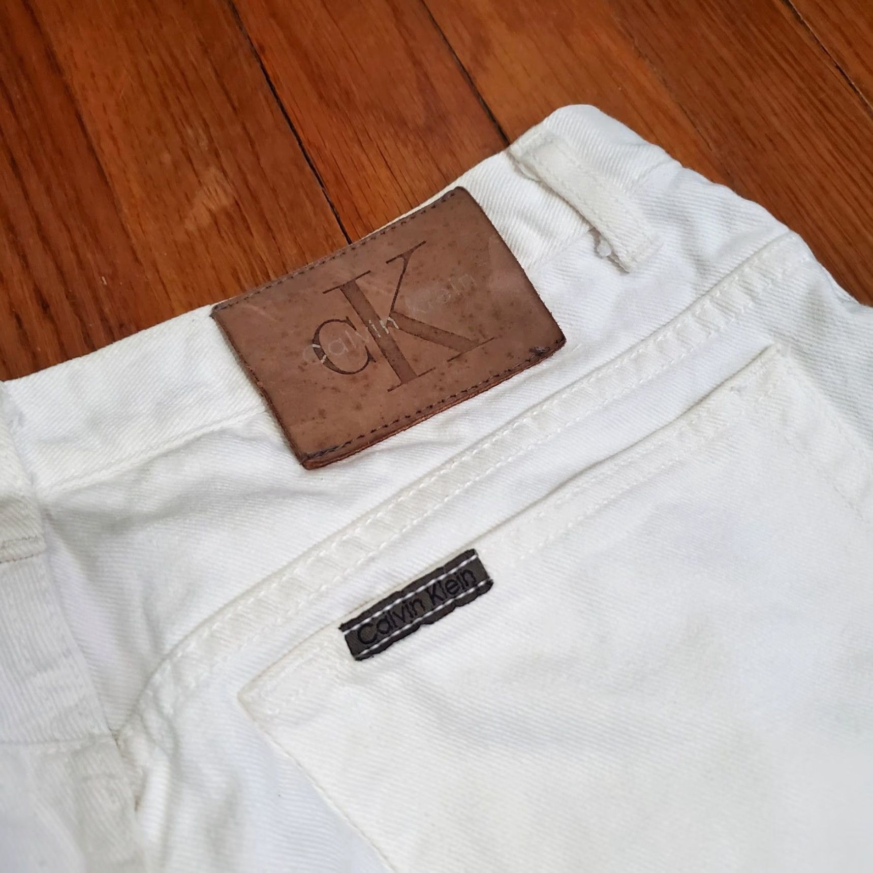 Calvin Klein VINTAGE Calvin Klein Jeans Womens 12 White High Rise Straight Jeans USA Made Size 34" / US 12 / IT 48 - 4 Thumbnail