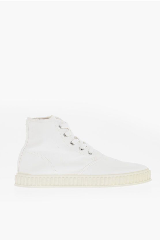 og1mm0724 Solid Cotton High Top Sneakers in White