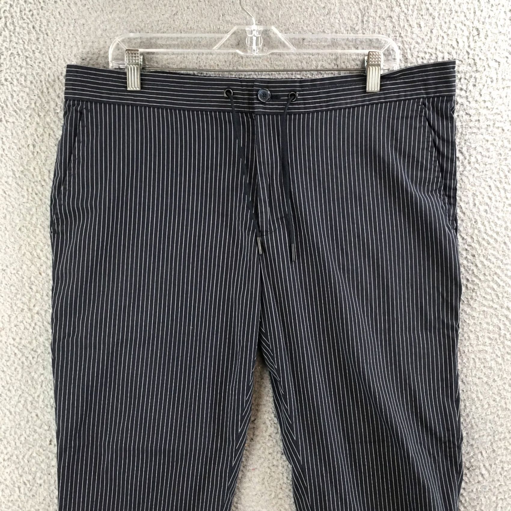 Calvin Klein Calvin Klein Pants XL Black Pinstripe Slim Fit Drawstring Zip Fly Casual Womens Size 40" / US 18 - 2 Thumbnail
