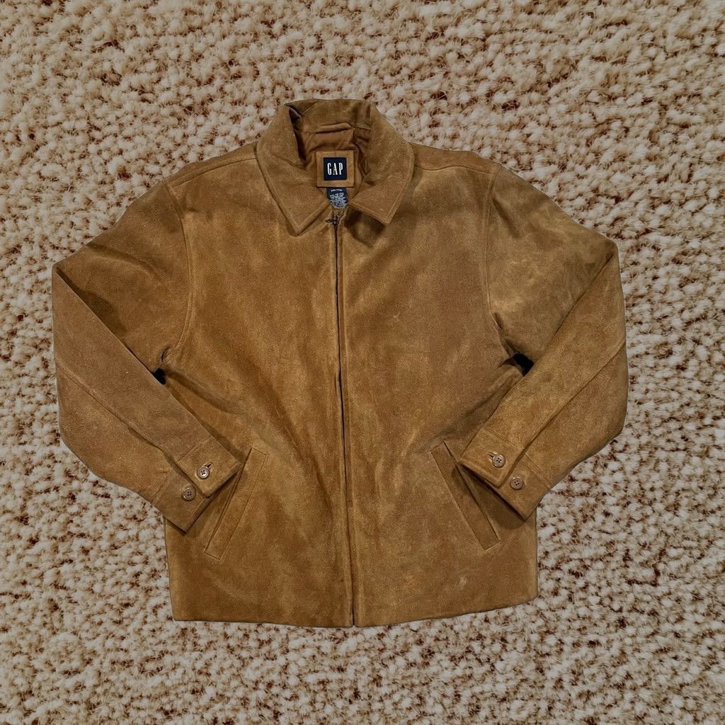 Gap Jacket Mens 2XL Brown Suede Full Zip, Men's (Size Xxl)