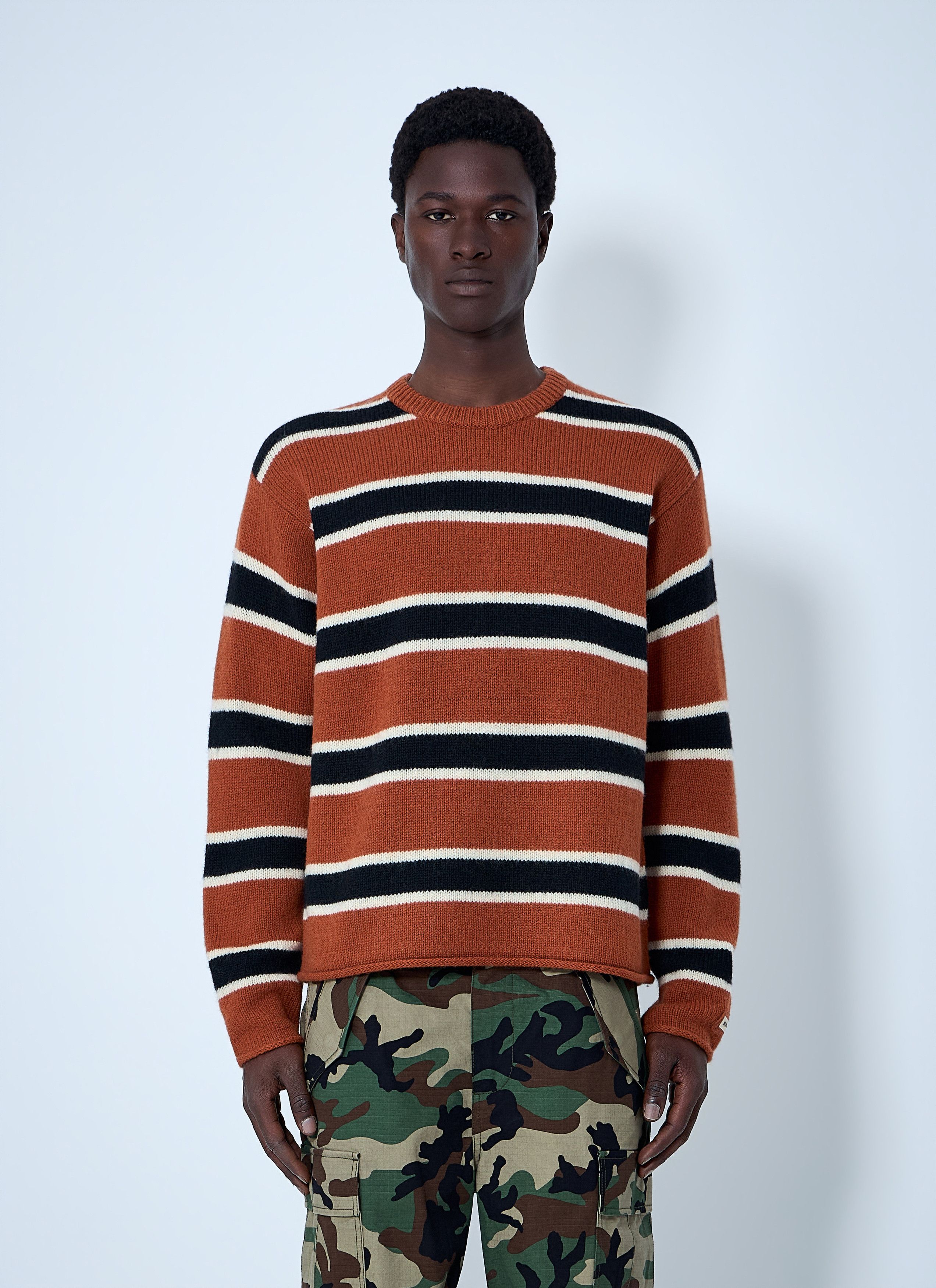 Stussy STÜSSY ROLL V NECK FAIRISLE SWEATER ORANGE | Grailed