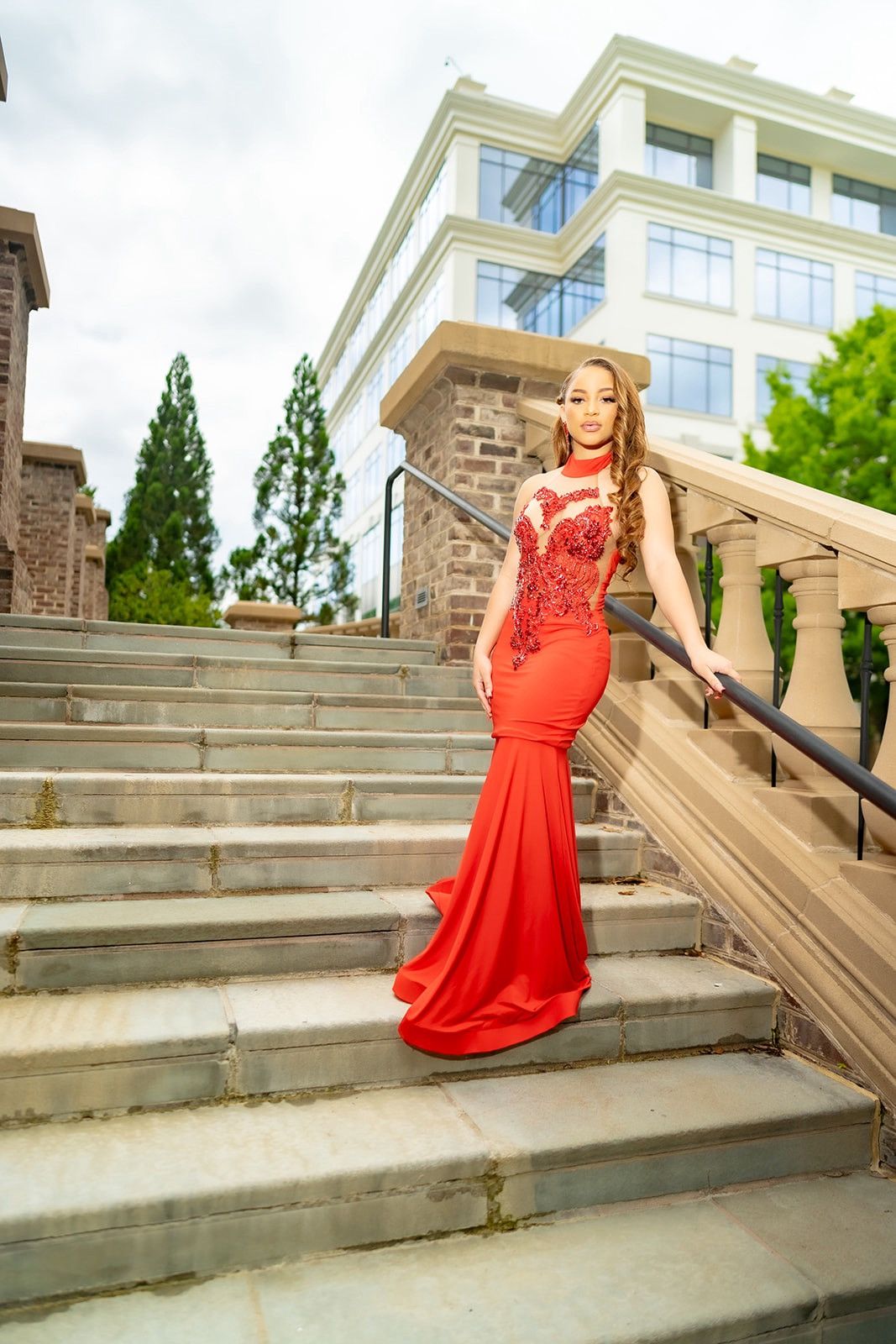 Vintage SEQUENCE JEWELED MACI RED PROM DRESS Size S / US 4 / IT 40 - 1 Thumbnail