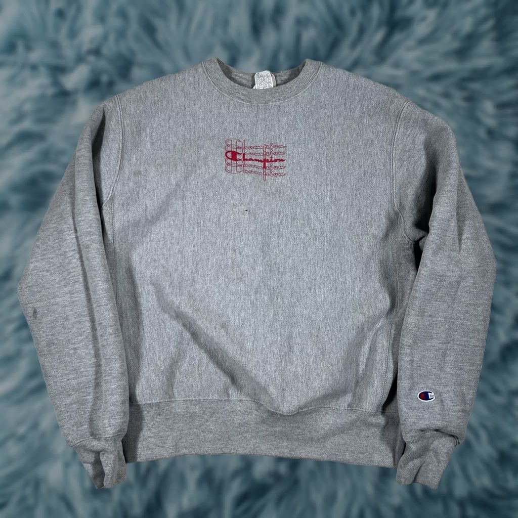 Champion VINTAGE Champion Sweatshirt Mens M Grey Reverse Weave Crew Neck Pullover 90s Logo Size US M / EU 48-50 / 2 - 1 Thumbnail