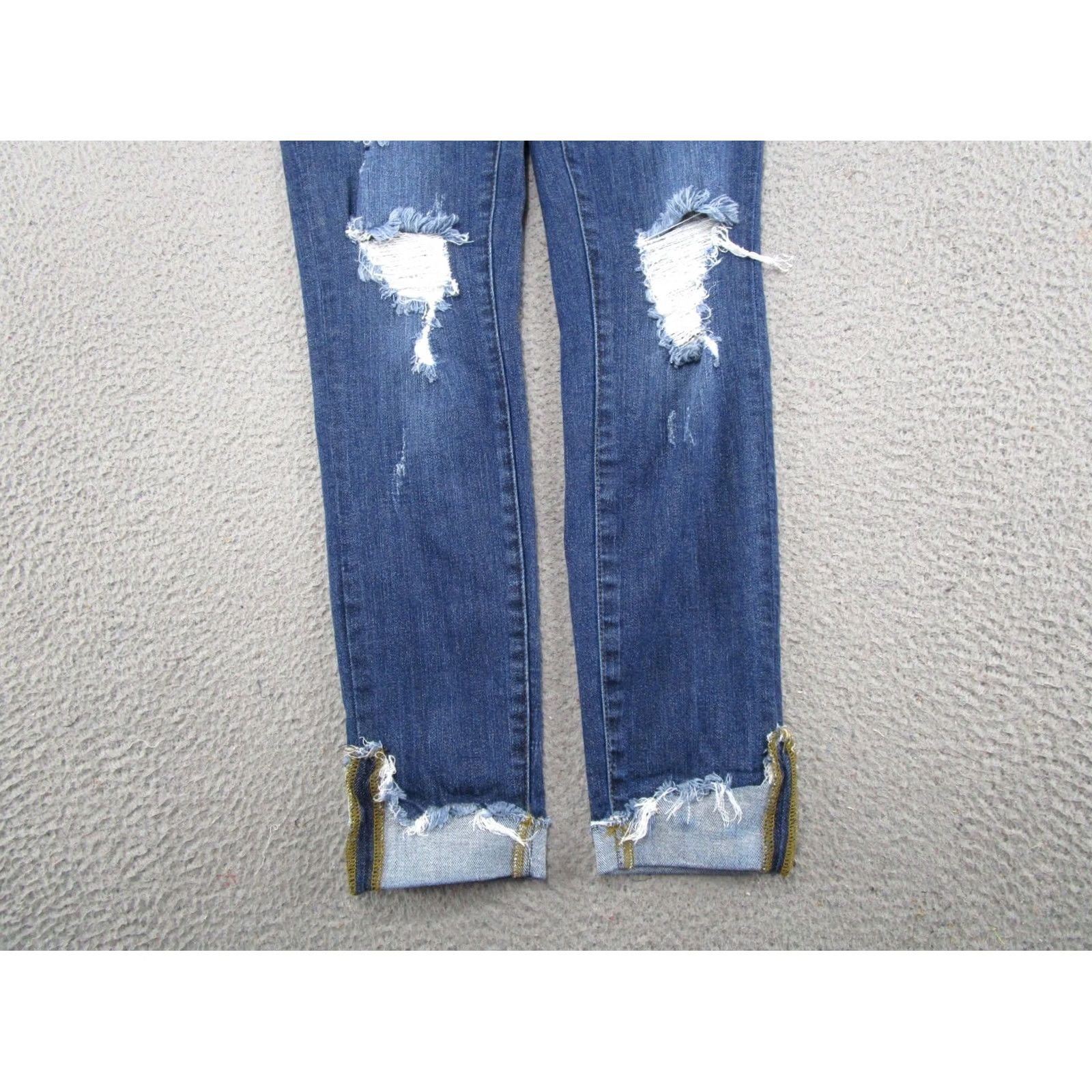 Denime Judy Blue Womens Cuffed Distressed Denim Skinny Fit Blue Jeans 9/29 Regular Size 29 Womens Jeans Blue Skinny Womens Size 29" - 2 Thumbnail