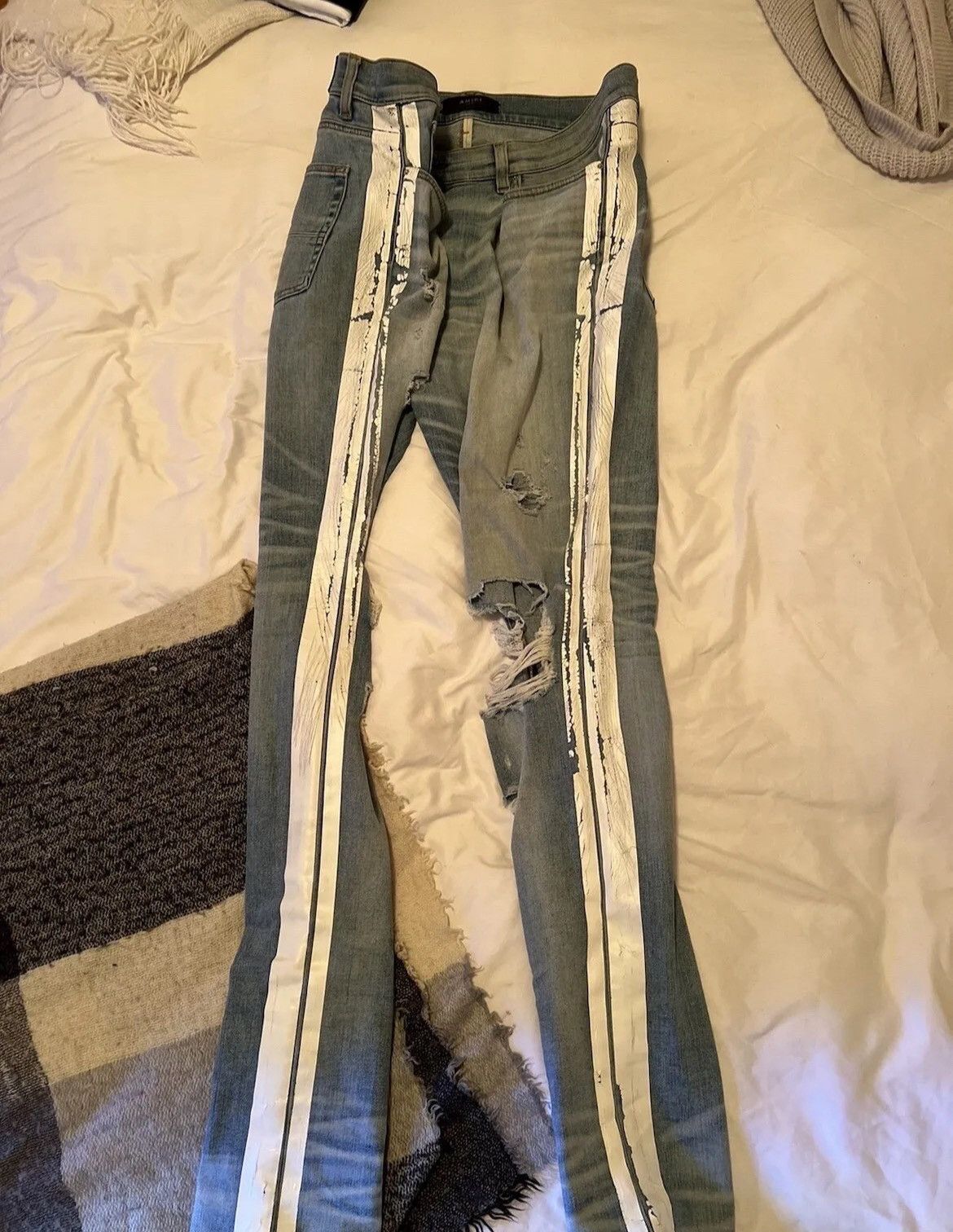 Amiri Amiri OG Blue Broken Track Jeans (sz 38) Size US 38 / EU 54 - 6 Thumbnail