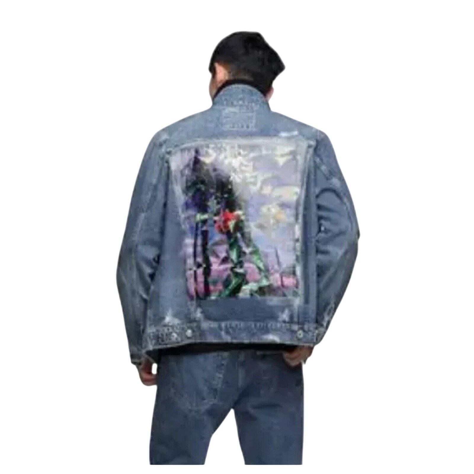 Zara Zara Graphffiti Print Washed Vintage Denim Jacket Blue Size US M / EU 48-50 / 2 - 3 Thumbnail