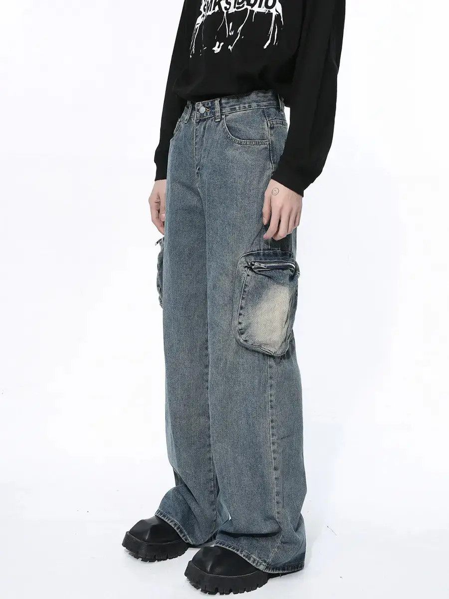 Japanese Brand Retro loose washed straight leg jeans Size US 32 / EU 48 - 1 Thumbnail
