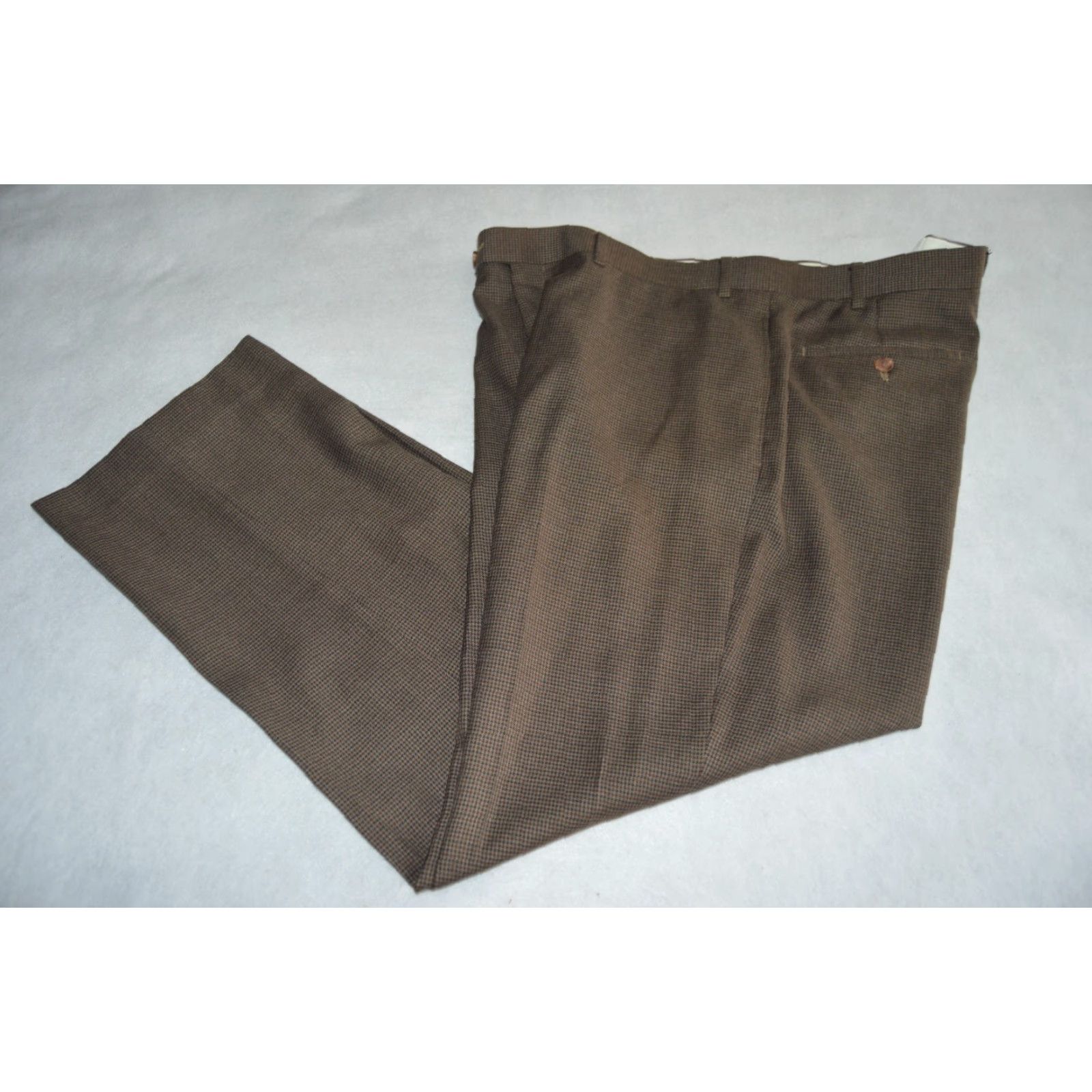 Polo Ralph Lauren Polo Ralph Lauren Mens Dress Pants Brown Plaid Flat Front Polyester 38/30 Size US 38 / EU 54 - 2 Thumbnail