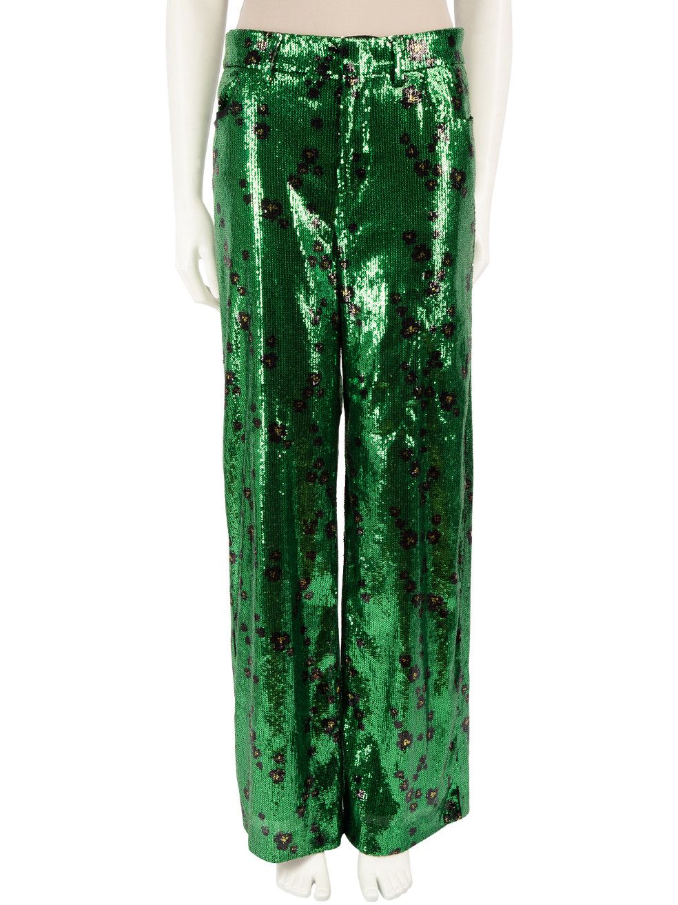 image of Philosophy Di Lorenzo Serafini Green Leopard Sequinned Trousers, Women's (Size 26)