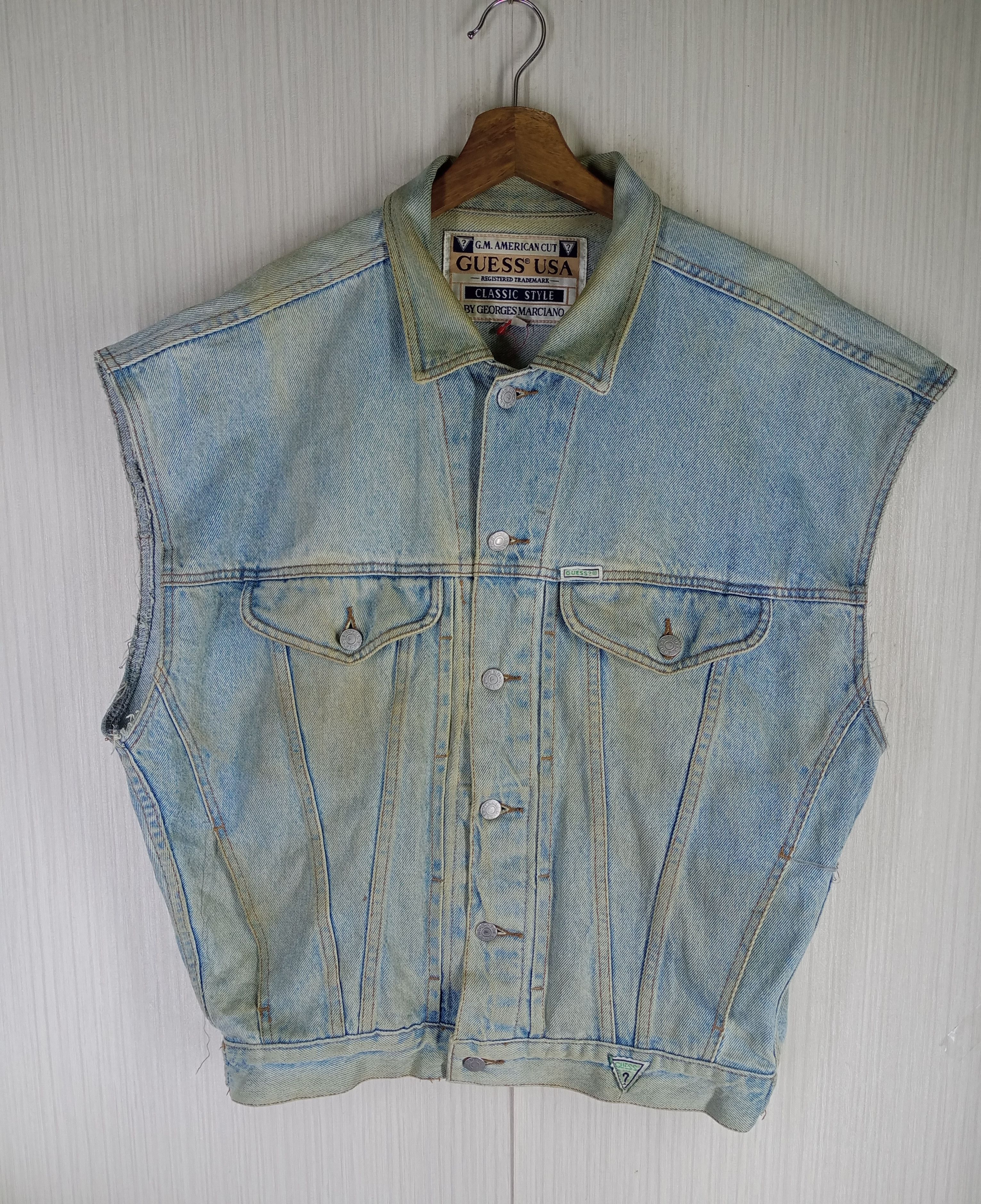 Georges Marciano Vintage 90s Guess Georges Marciano Sleeveless Denim Jacket Size US M / EU 48-50 / 2 - 1 Thumbnail