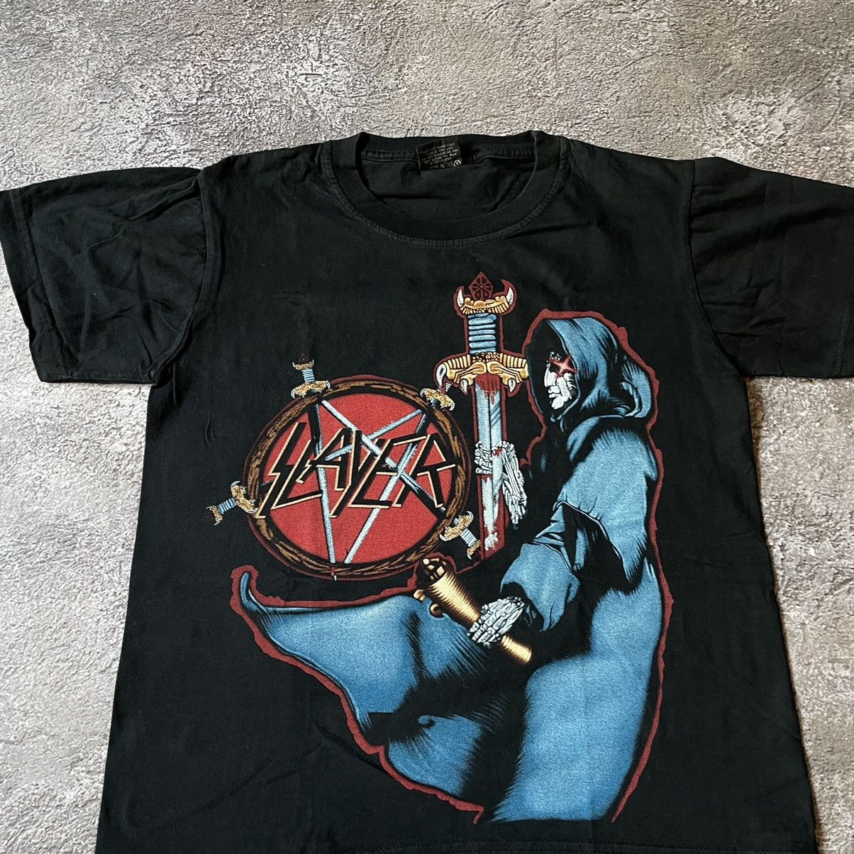 Vintage Vintage 90s Slayer Graphic Tee Punk Horror Thrashed Boxy S Size US S / EU 44-46 / 1 - 5 Thumbnail