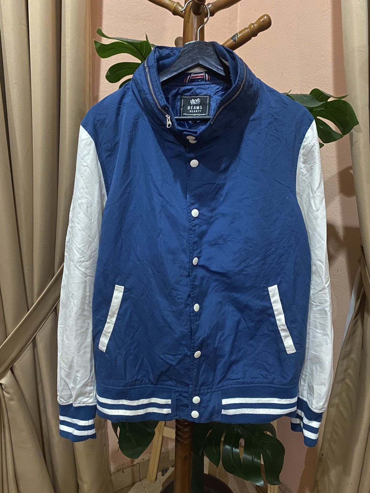 Beams Plus Vintage BEAMS HEART Varsity Jacket – Blue & White Baseball Size US M / EU 48-50 / 2 - 1 Thumbnail