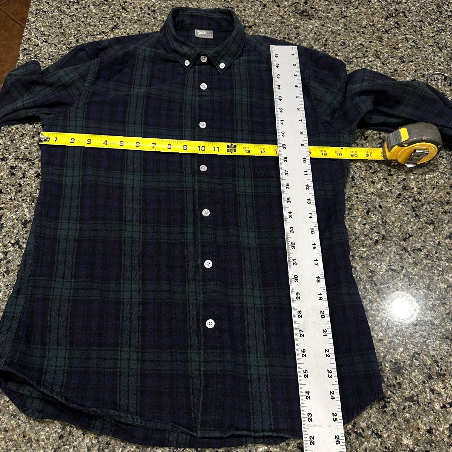 Asos ASOS Mens Shirt L Green Blue Plaid Button-Up Long Sleeve Cotton Preppy Shirt Mens Ridge Button-Up Casual Shirt Mens Womens? Size US L / EU 52-54 / 3 - 7 Thumbnail
