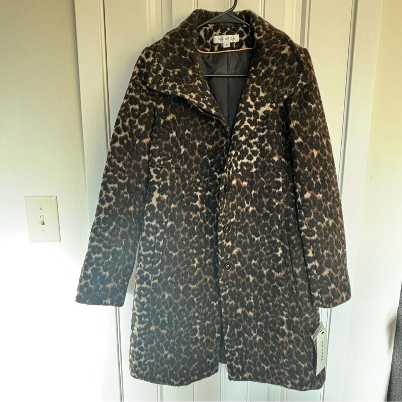 Other New Via Spiga Size 2 Leopard Patterned Coat Size XS / US 0-2 / IT 36-38 - 3 Thumbnail
