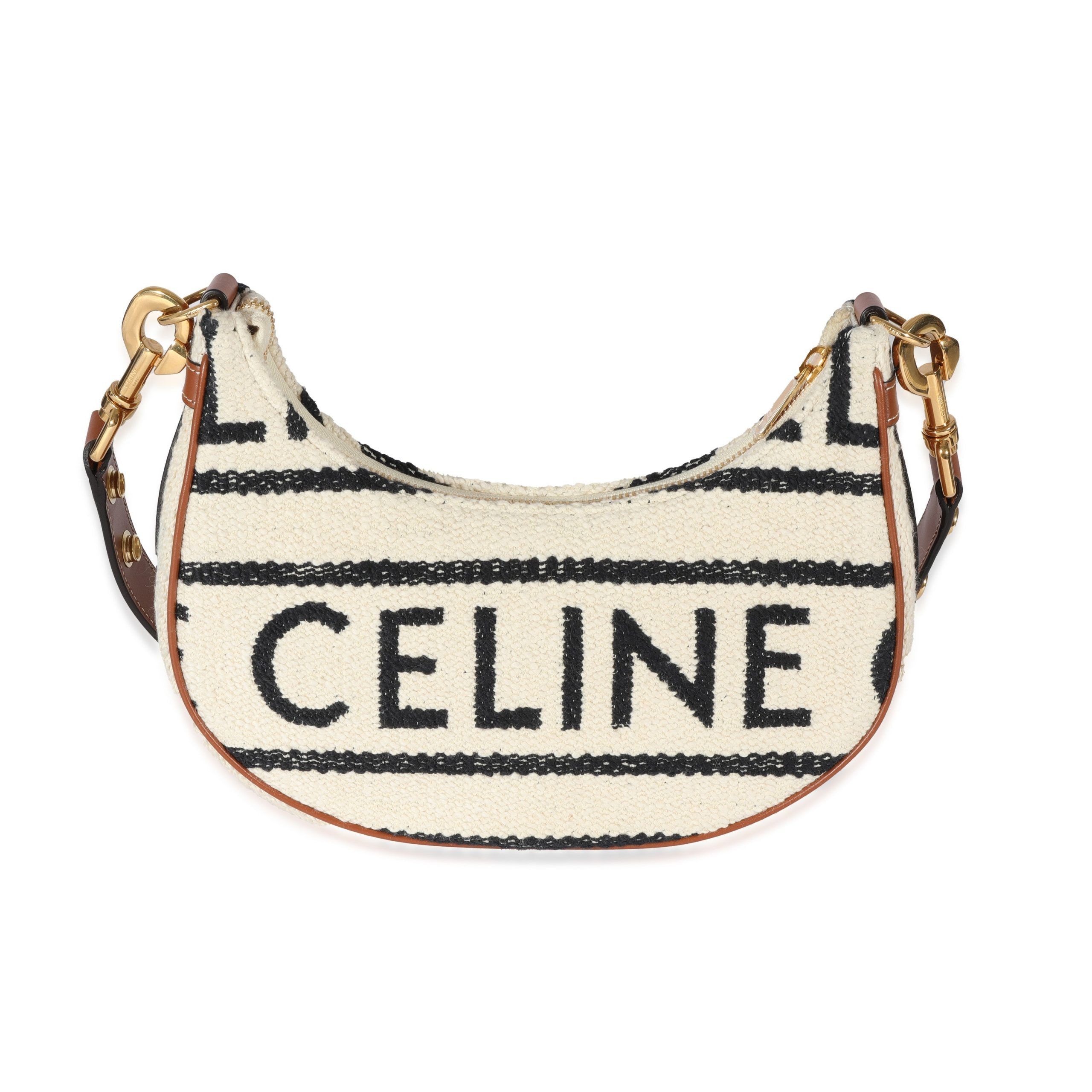 image of Celine Beige Textile Medium Ava Strap Bag in Brown, Women's