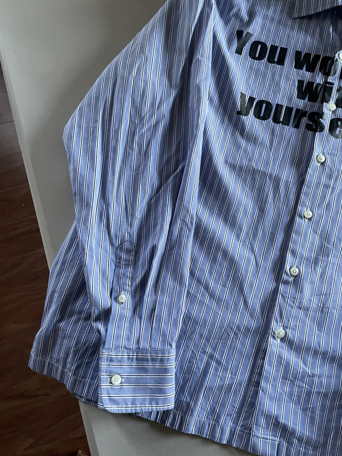 Fender F is for Fender Vintage Ad Tagline Japan Striped Button Up Size US XL / EU 56 / 4 - 2 Thumbnail