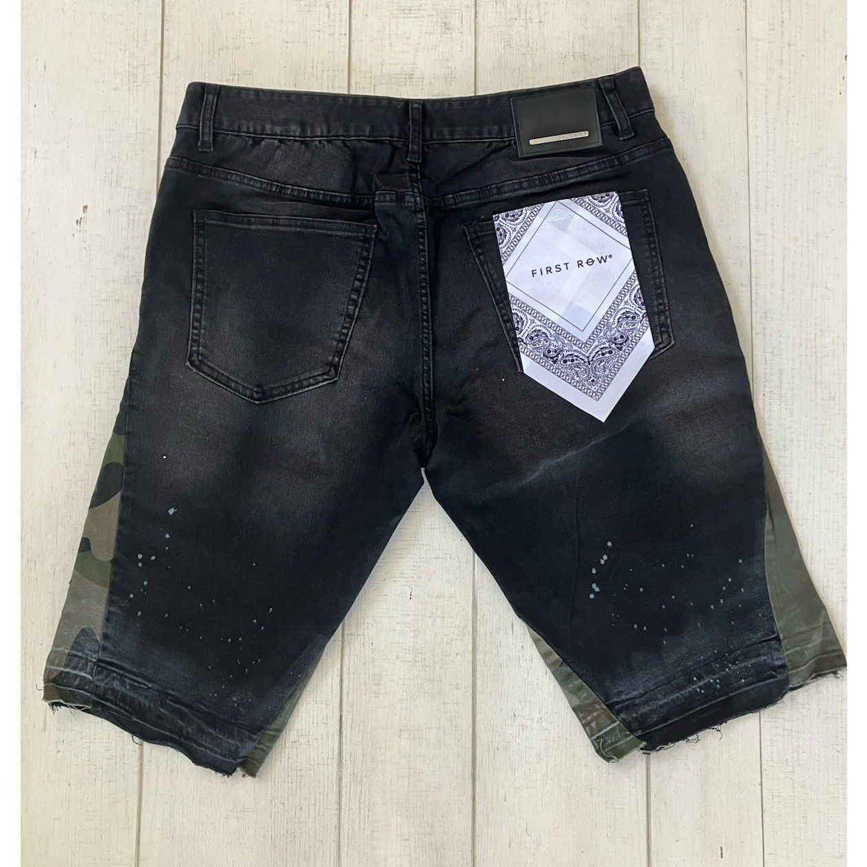 Other First Row Raw Hem Ripped Distressed Black Washed Demin Camo Size US 36 / EU 52 - 2 Thumbnail