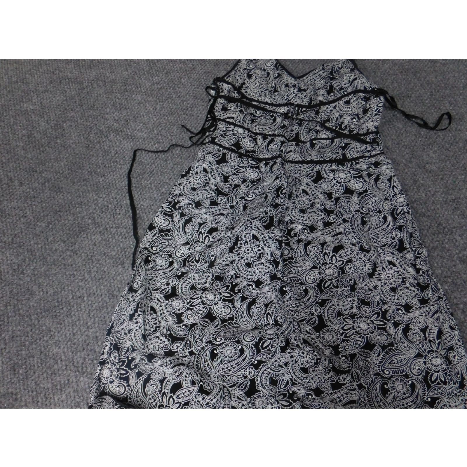 Vintage Componix Womens Dress Midi Black Floral A-Line Knit Polyester Pockets Sleeveless Raglan Short Sleeves Crew Neck Casual 10 Size L / US 10 / IT 46 - 7 Thumbnail