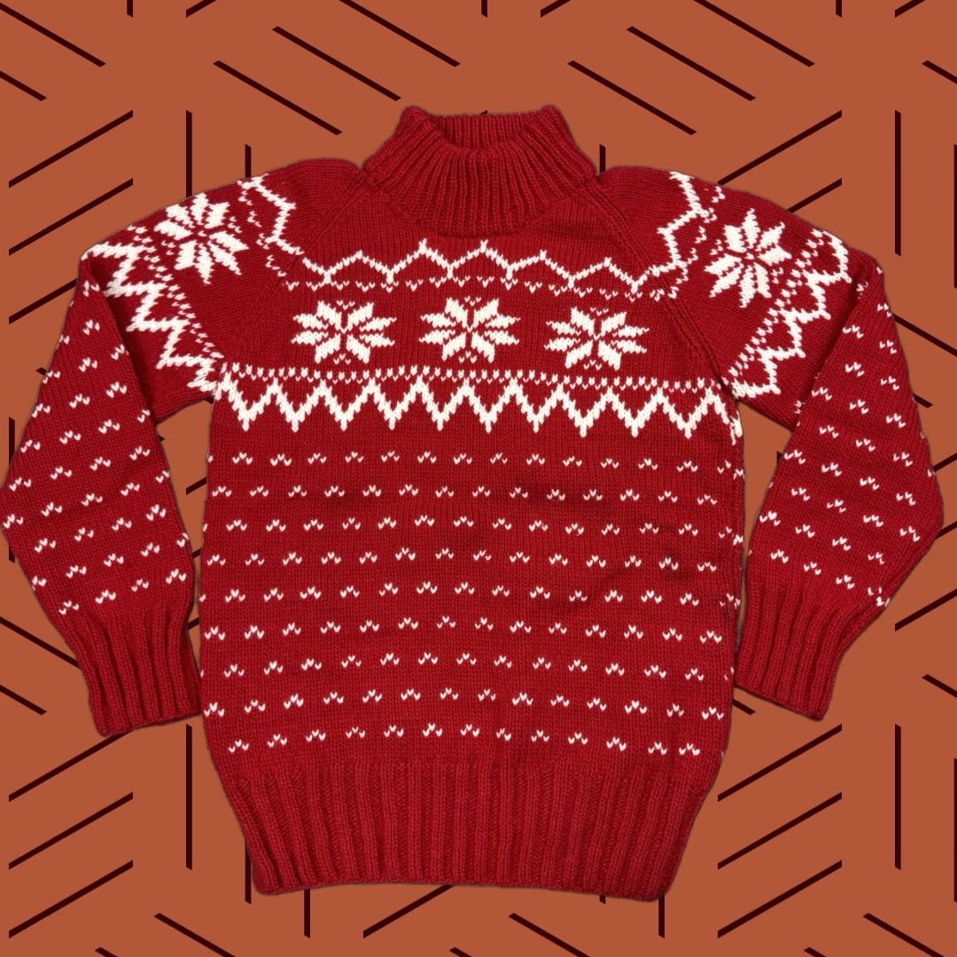Vintage VINTAGE CHILLY DOG HAND KNIT RED NORDIC FAIR ISLE SWEATER Adult L/XL Heavy High Neck Pullover Mens Size US L / EU 52-54 / 3 - 1 Thumbnail