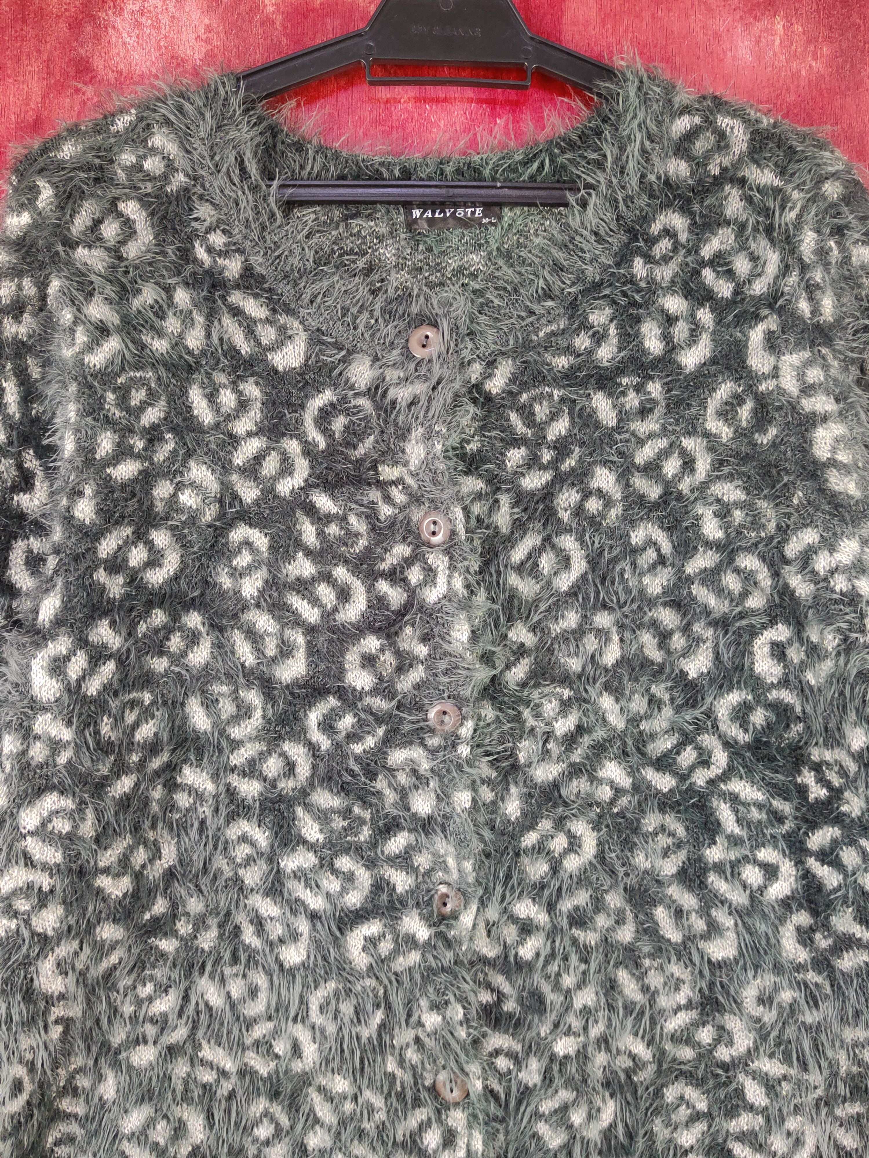 Japanese Brand × Vintage Walvote Olive Fur Mohair Knitwear Cardigan #S2085 Size M / US 6-8 / IT 42-44 - 2 Thumbnail