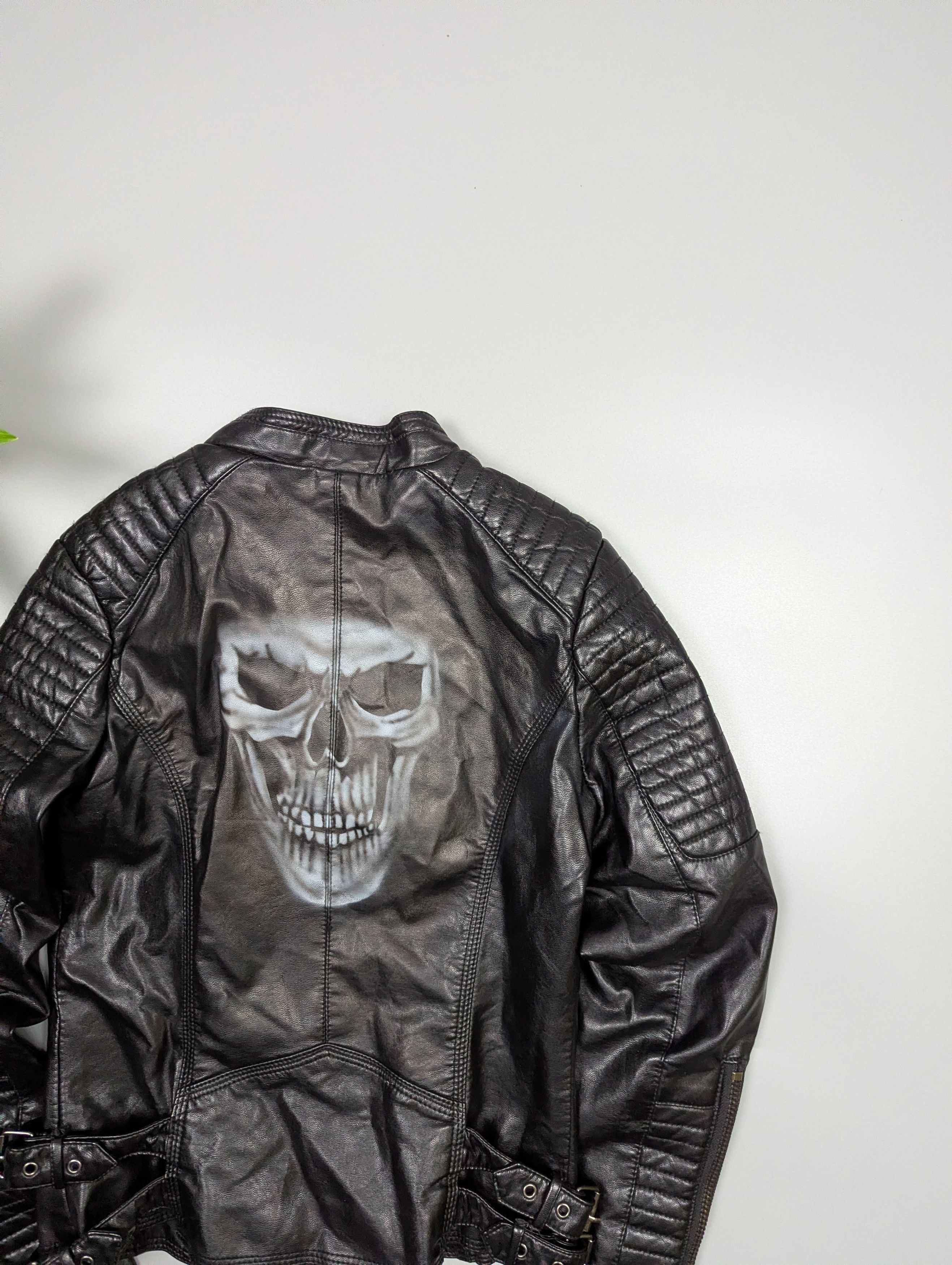 Other Women’s Black Motorcycle Biker Jacket with Skull Back Print Size S / US 4 / IT 40 - 5 Thumbnail