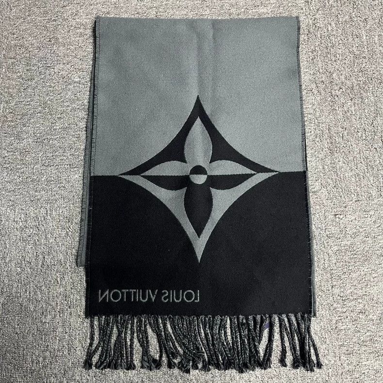 Louis Vuitton Black two-tone design wool scarf