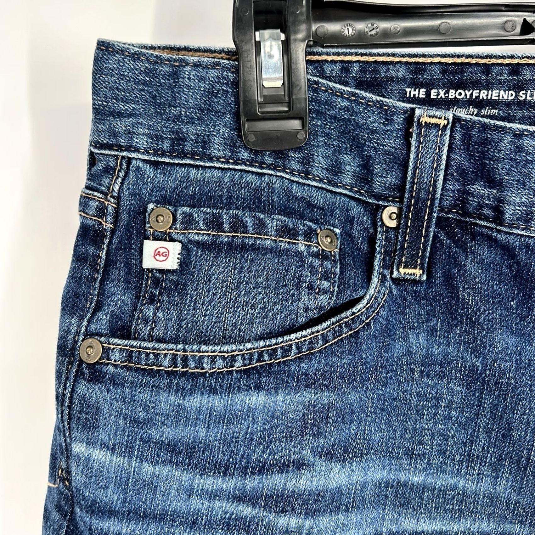 Vintage AG Adriano Goldschmied Jeans 31 Blue Boyfriend Slim Slim Jeans Womens 27in Inseam Blue Embroidered Logo Denim Cotton N/A Vintage No Ladies Size 24" / US 00 / IT 34 - 2 Thumbnail