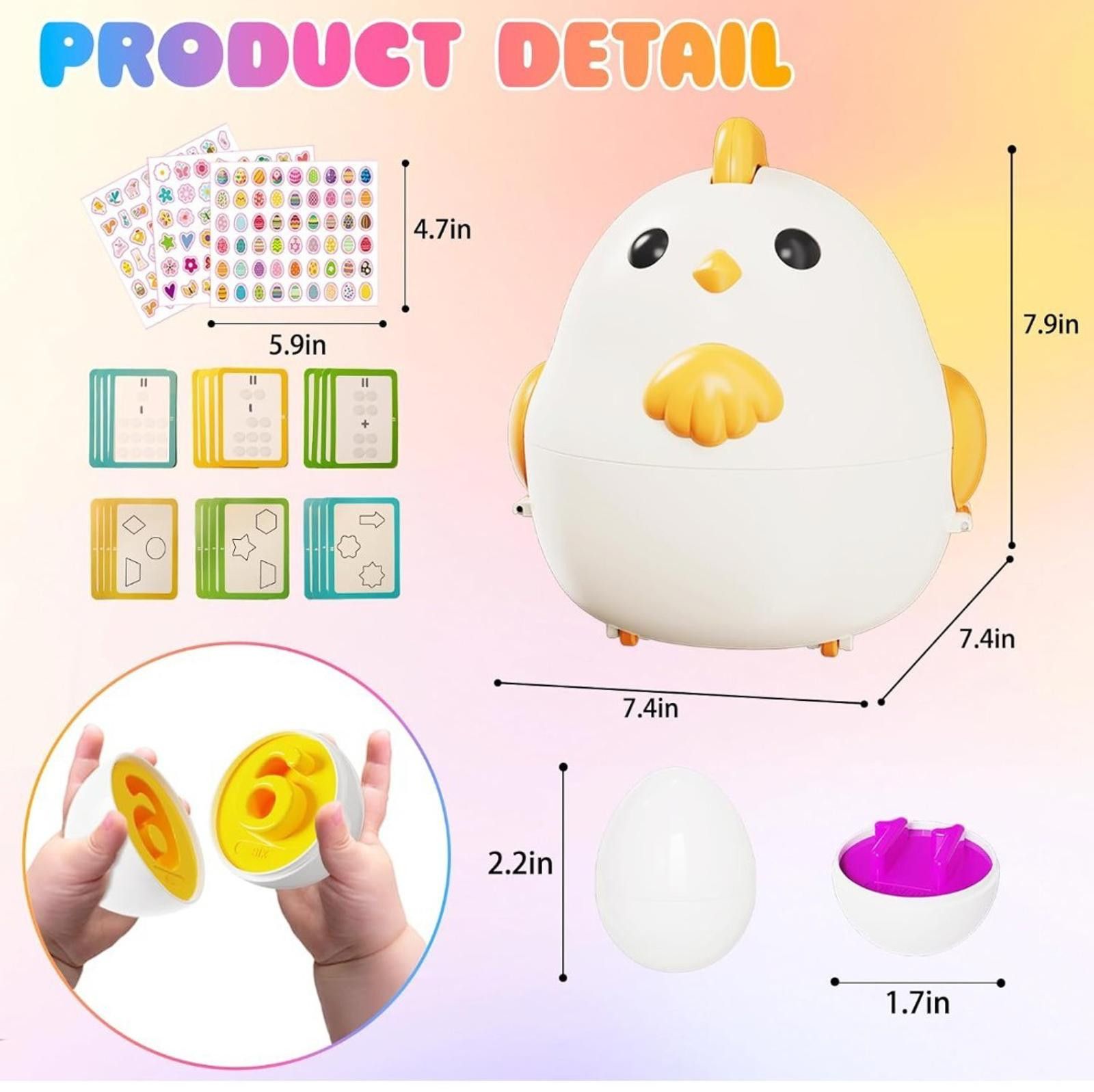 The Unbranded Brand Matching Eggs Toy for Toddlers Shape Color Learning Set Size ONE SIZE - 5 Thumbnail