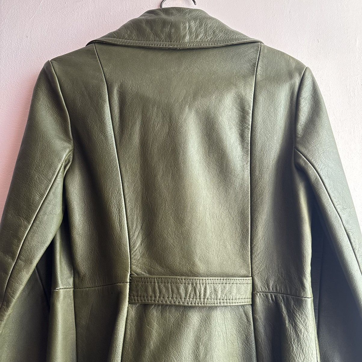 Vintage Vintage Green Leather Trench Coat Jacket Italy Hand Made Size XS / US 0-2 / IT 36-38 - 7 Thumbnail