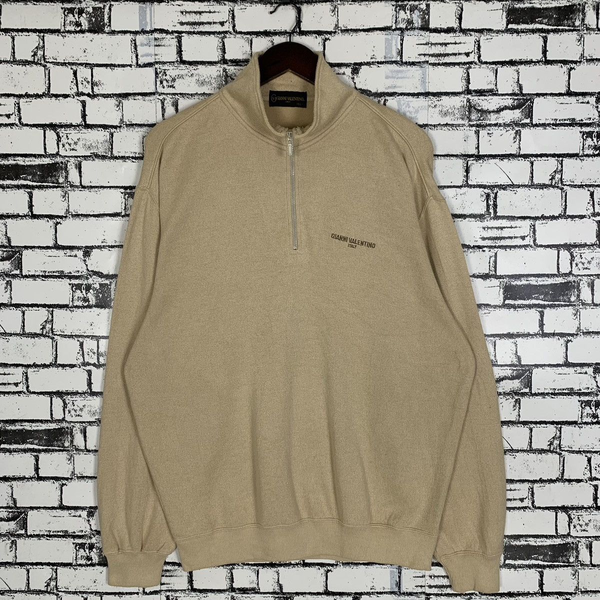 Designer × Gianni Valentino Vintage Designer Gianni Valentino Hulf Zip Sweatshirt Size US L / EU 52-54 / 3 - 1 Thumbnail