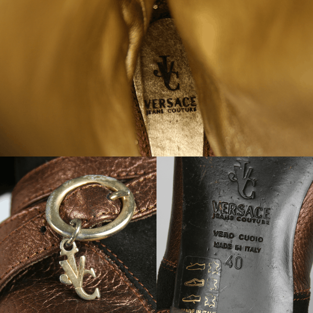 Versace 00S VJC Logo Leather Suede Riding Boots Vintage Size US 10 / IT 40 - 17 Thumbnail