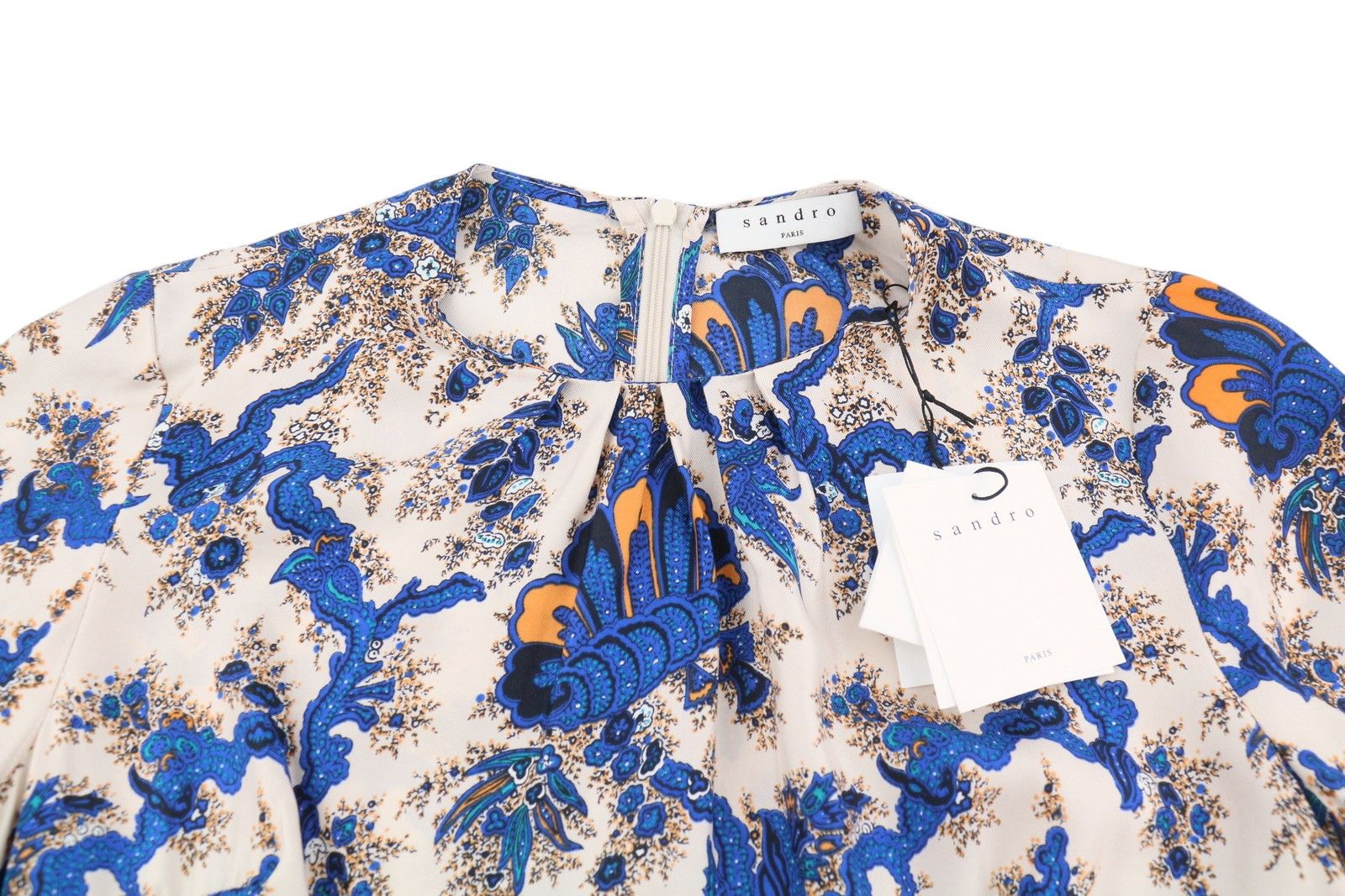 Sandro CARNA 36 S Silk Flower Print Long Sleeve Midi 88491 Size S / US 4 / IT 40 - 6 Thumbnail