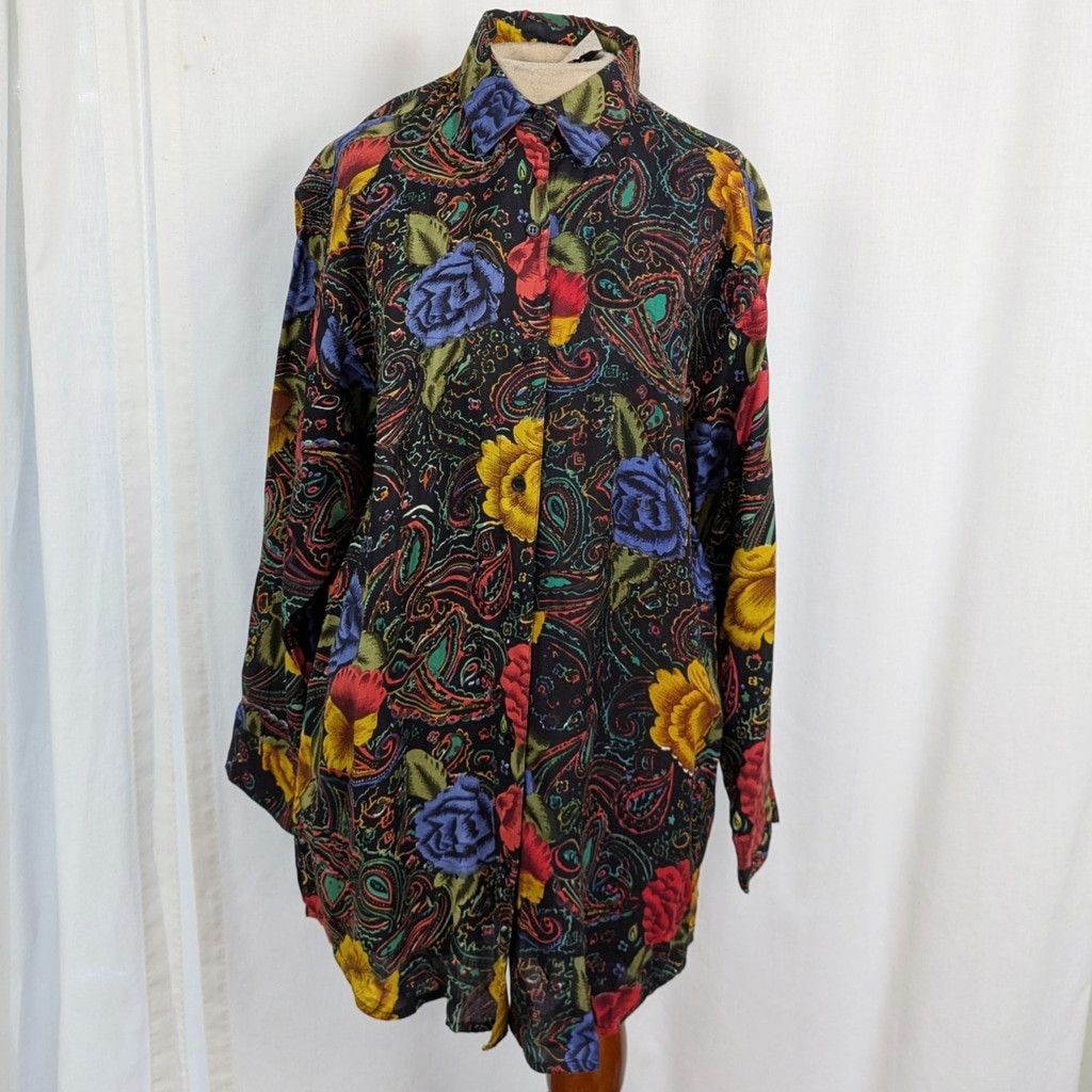 Vintage Deadstock Jane Ashley Paisley Beaded Rayon Oversized Shirt L Size L / US 10 / IT 46 - 3 Thumbnail