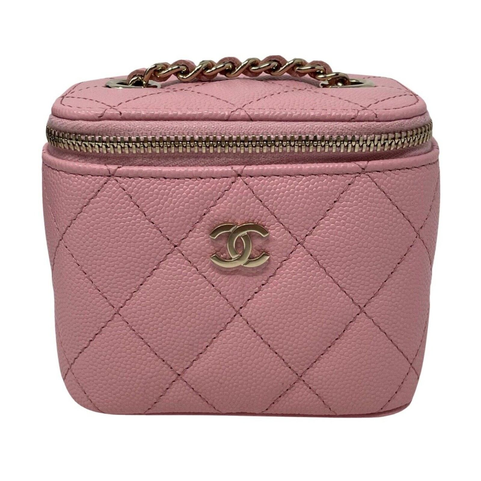 Chanel 22C CHANEL Sakura Pink Mini Square Vanity 💕Grained Gold HW Size ONE SIZE - 1 Thumbnail