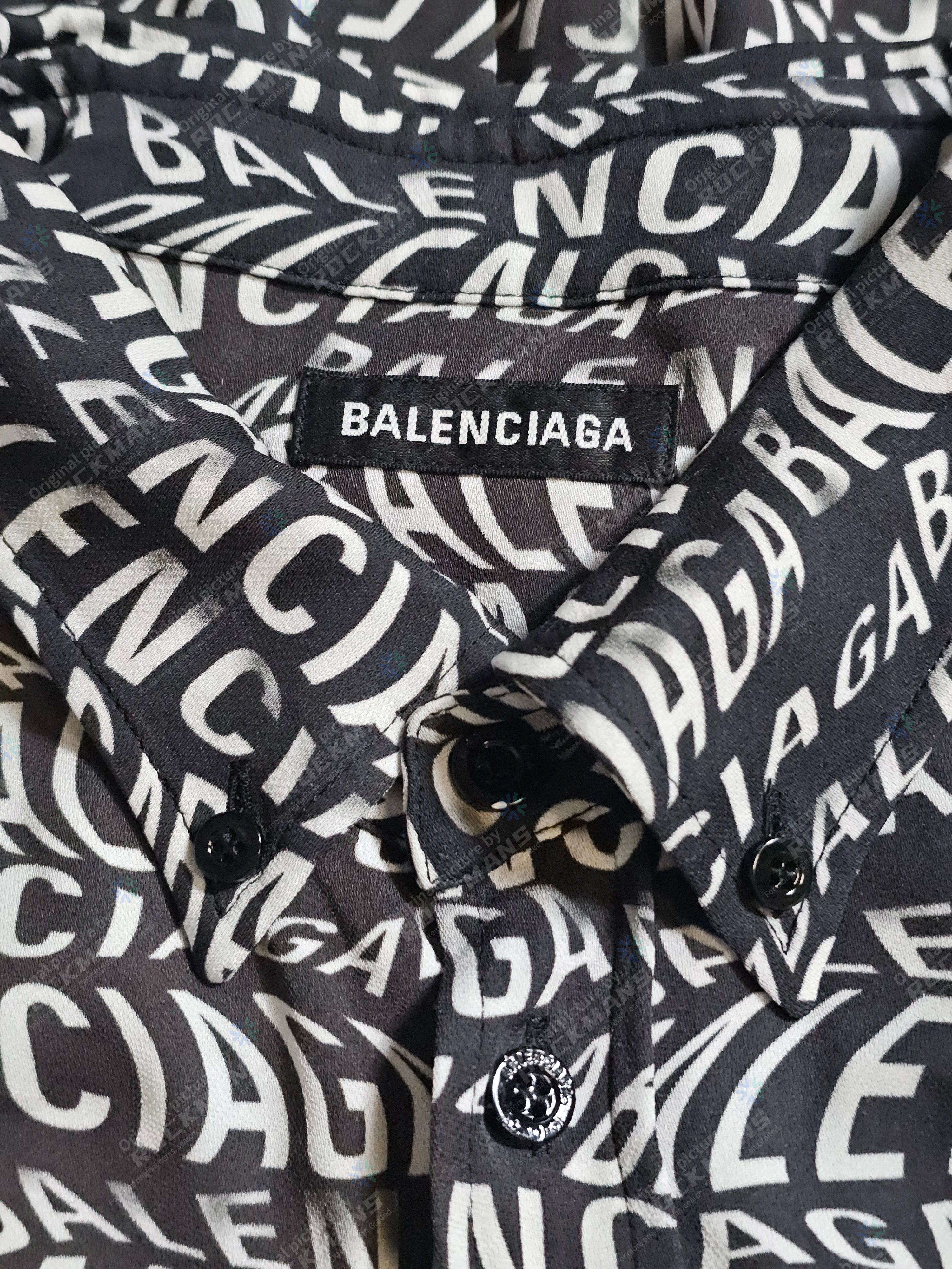 Balenciaga Balenciaga Unisex Oversize Full Printed Logo Shirt Size 38 Size US L / EU 52-54 / 3 - 4 Thumbnail