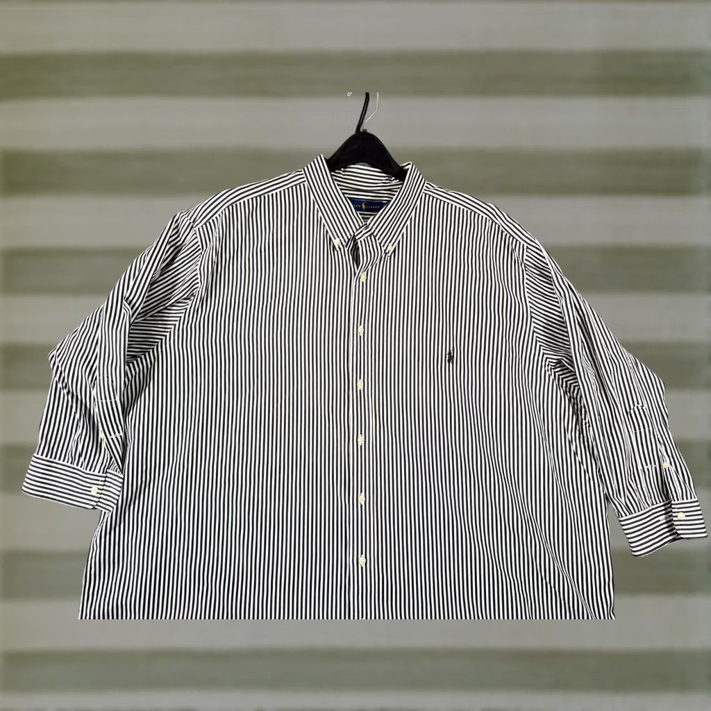 Ralph Lauren Ralph Lauren Shirt Mens 4XB Big Black Striped 3/4 Sleeve Button Down Pony Logo Shirt Size US XXL / EU 58 / 5 - 1 Thumbnail