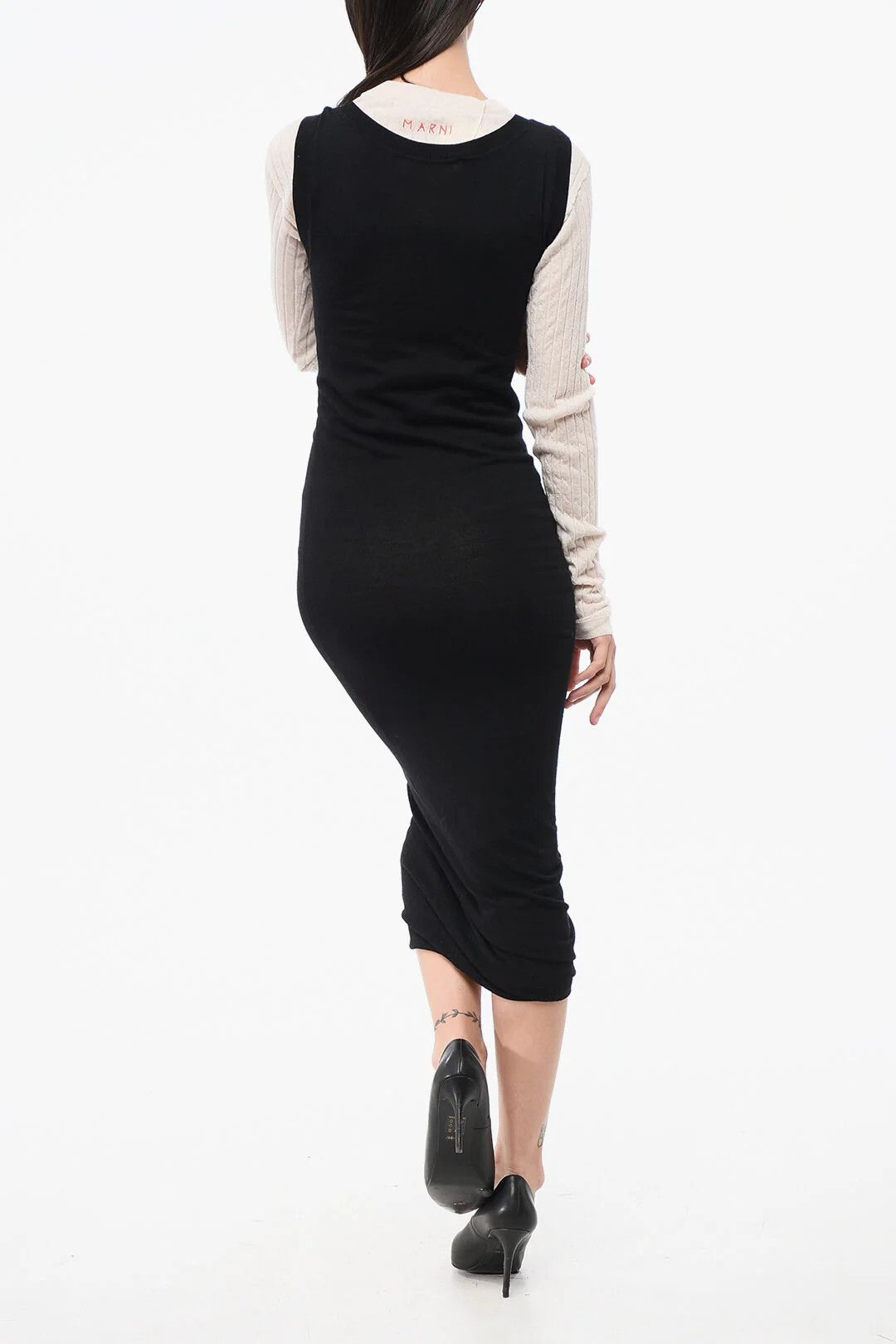 Marni og1mm0326 Virgin Wool Maxi Dress in Black Size S / US 4 / IT 40 - 2 Thumbnail