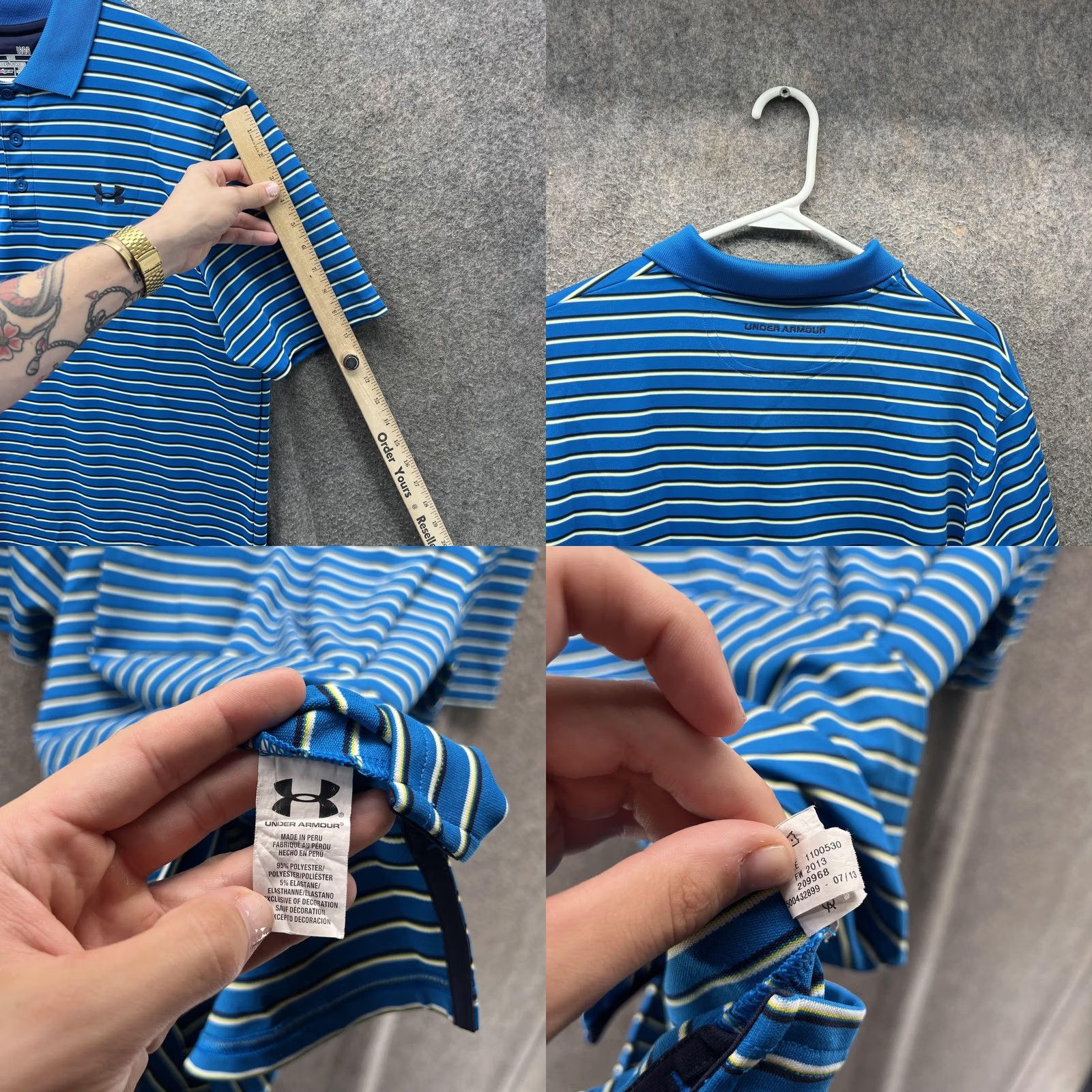Under Armour Under Armour Polo Shirt Mens L Blue Striped HeatGear Golf Performance Size US L / EU 52-54 / 3 - 8 Thumbnail