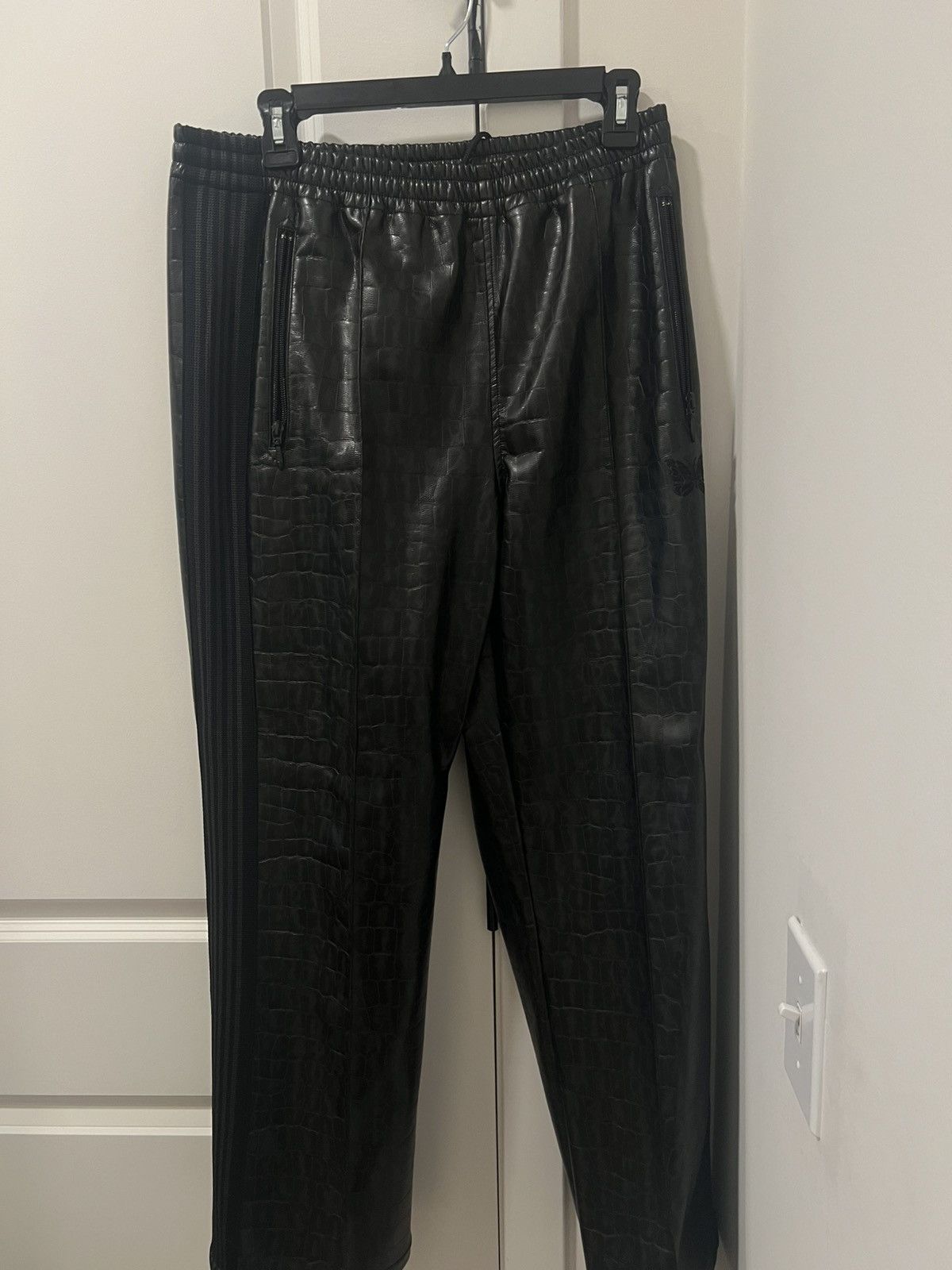 Needles Needles Faux Leather Embossed Printed Track Pants Size US 31 - 1 Thumbnail