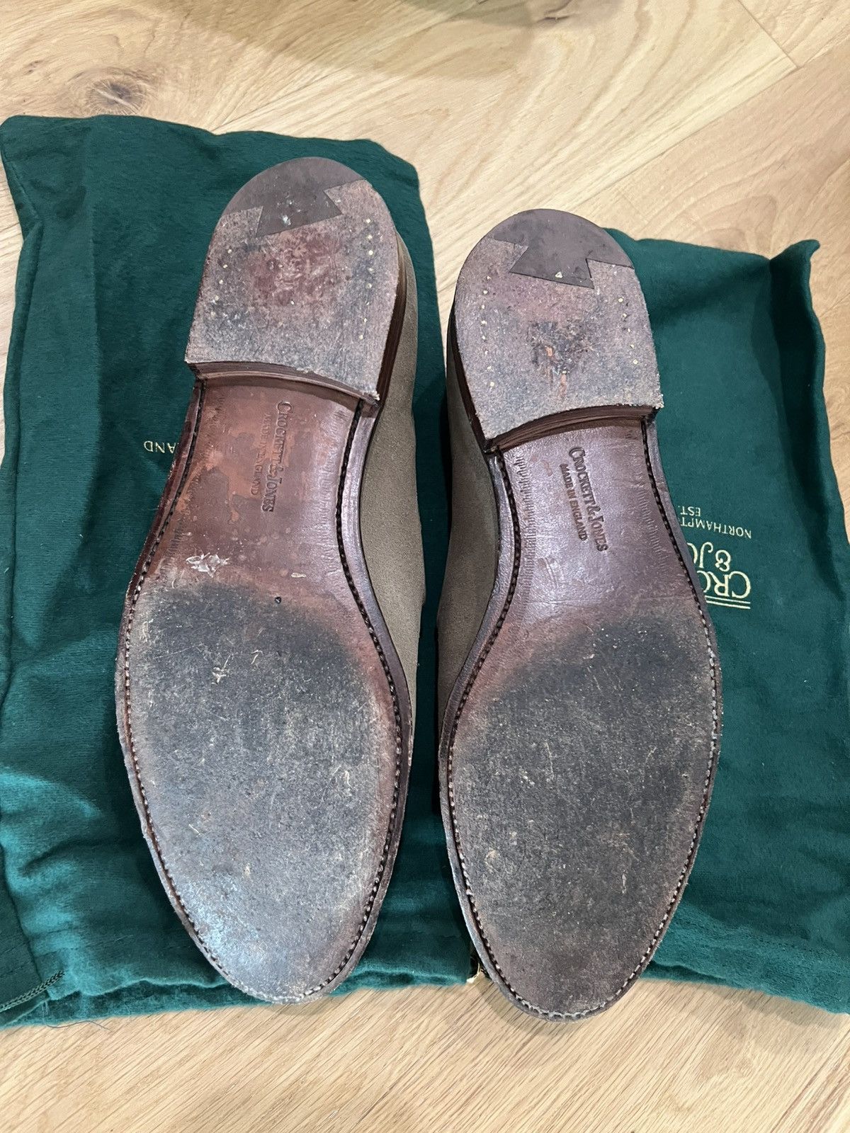 Crockett & Jones Camden loafer in mushroom suede (8.5UK)