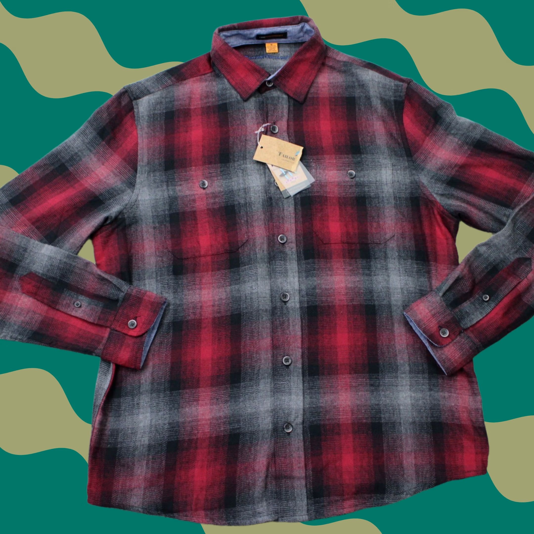Vintage Tailor Vintage Button-Up Shirt Mens Medium Red/Black Plaid Cotton Lightweight L/S NWT Casual Workwear Size US M / EU 48-50 / 2 - 1 Thumbnail