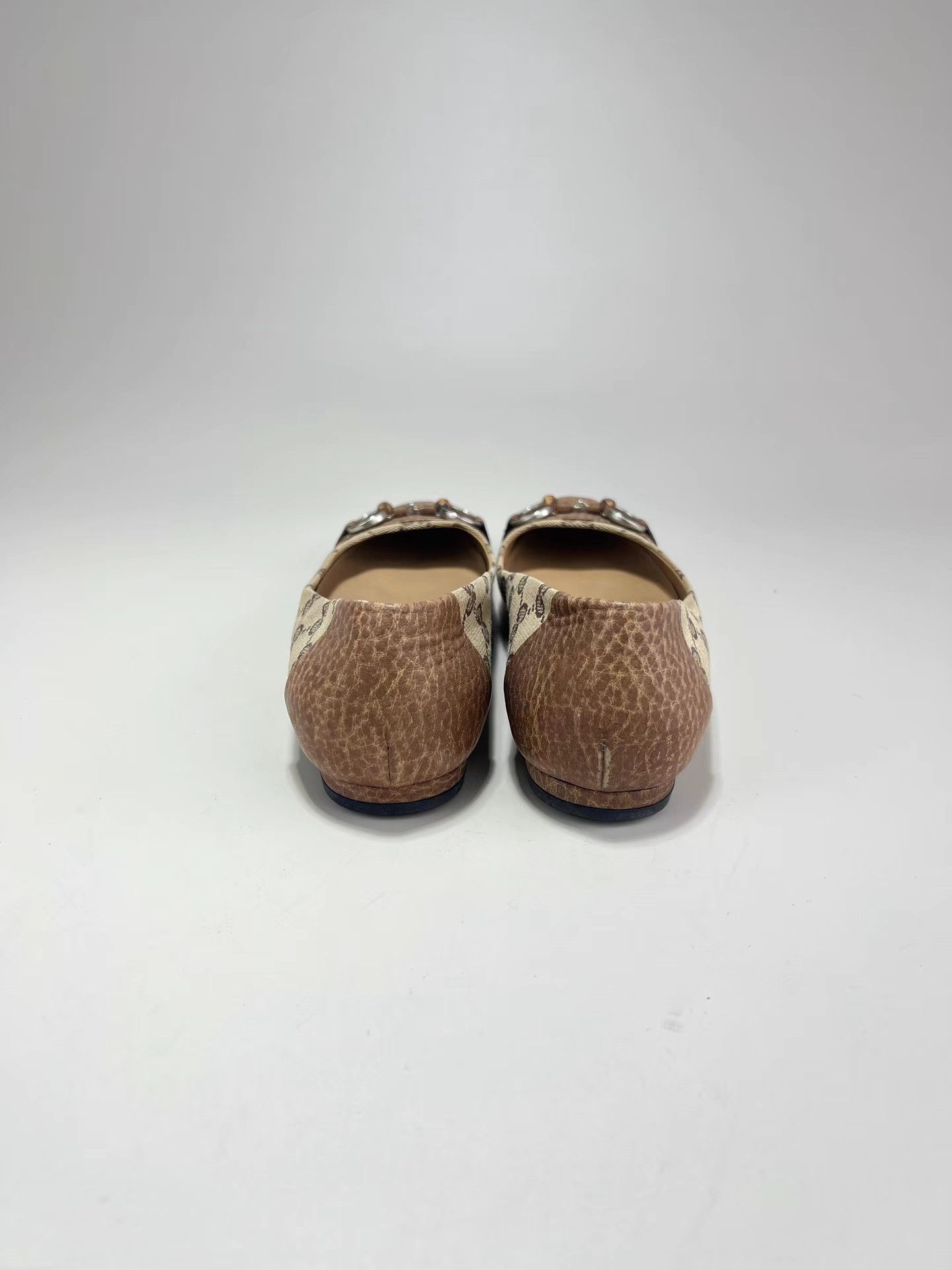Gucci GUCCI Brown GG Monogram Horsebit Flats Size US 7 / IT 37 - 3 Thumbnail