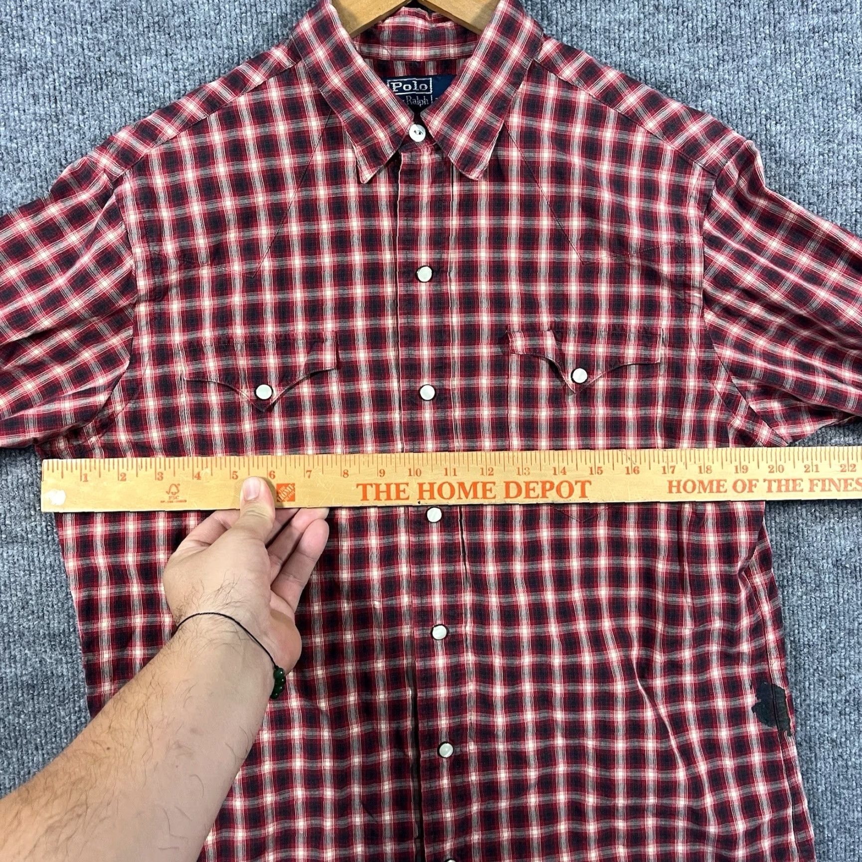 Polo Ralph Lauren VINTAGE Polo By Ralph Lauren Red Western Pearl Snap Button Shirt Plaid Mens M Shirt Size US M / EU 48-50 / 2 - 7 Thumbnail