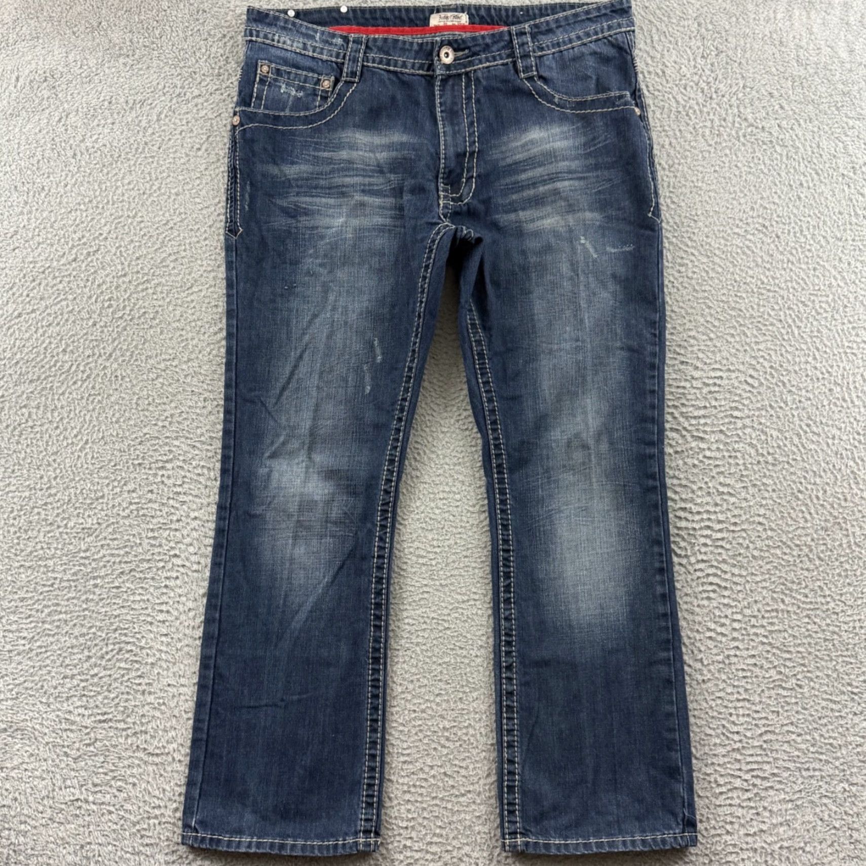 Denime Antique Rivet Jeans 38x30 Blue Bootcut Denim Western 5-Pocket Regular Mens Capable Distressed Size US 38 / EU 54 - 2 Thumbnail