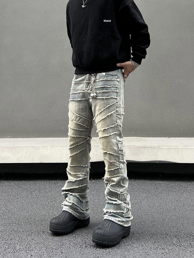 Jean Embroidery Stacked Flare Denim Jeans Size US 34 / EU 50 - 2 Thumbnail