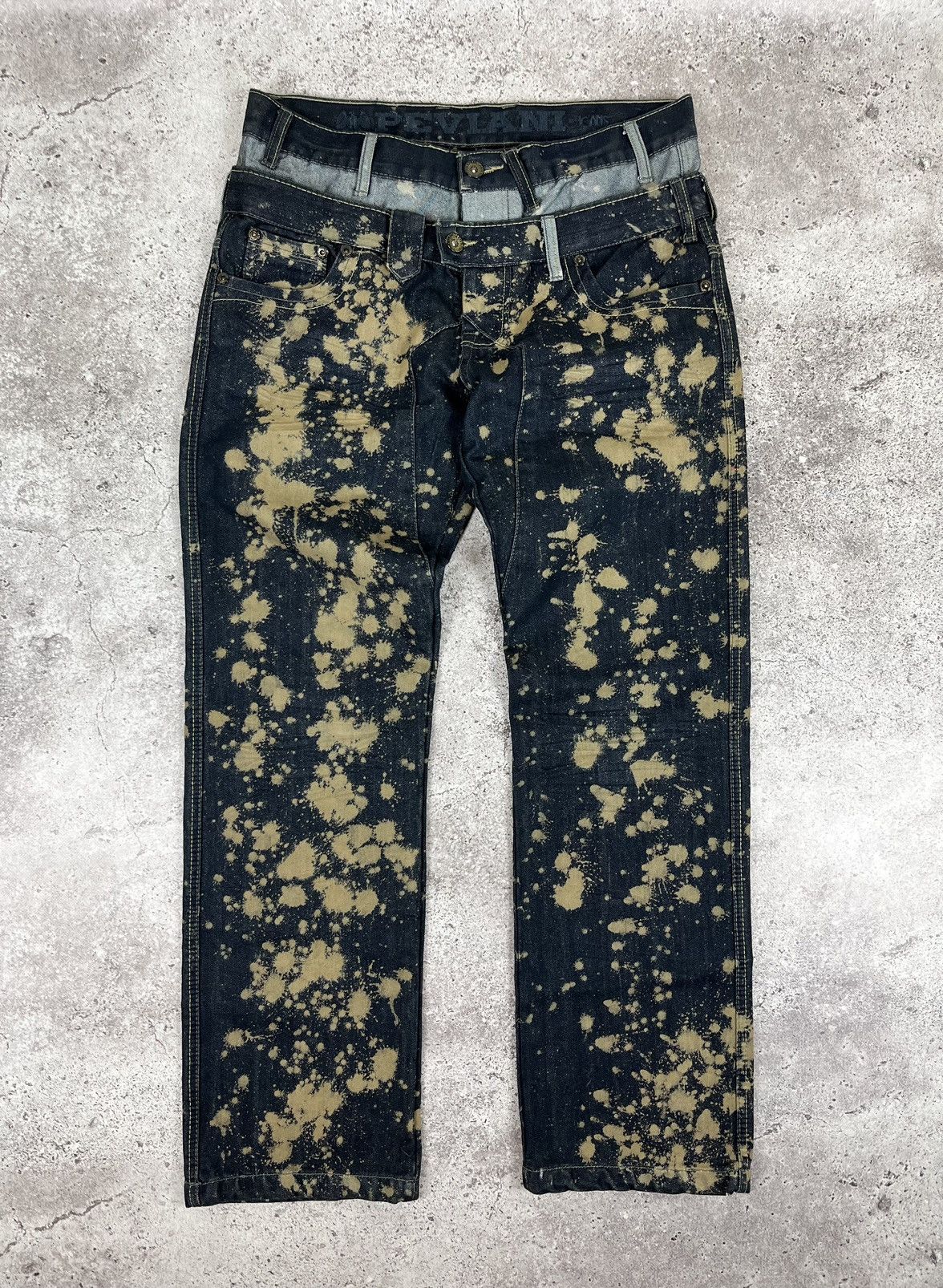 Japanese Brand Avante Garde Double Waisted Painted Denim Oants Size US 36 / EU 52 - 1 Thumbnail