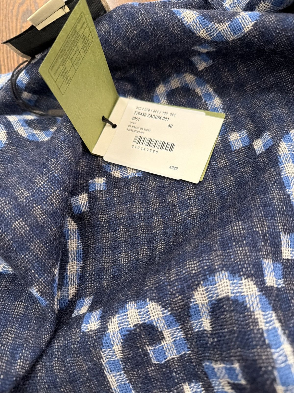 Gucci GUCCI MONOGRAM CHECK SHIRT AZURE/BLUE SS 2024 Size US M / EU 48-50 / 2 - 3 Thumbnail