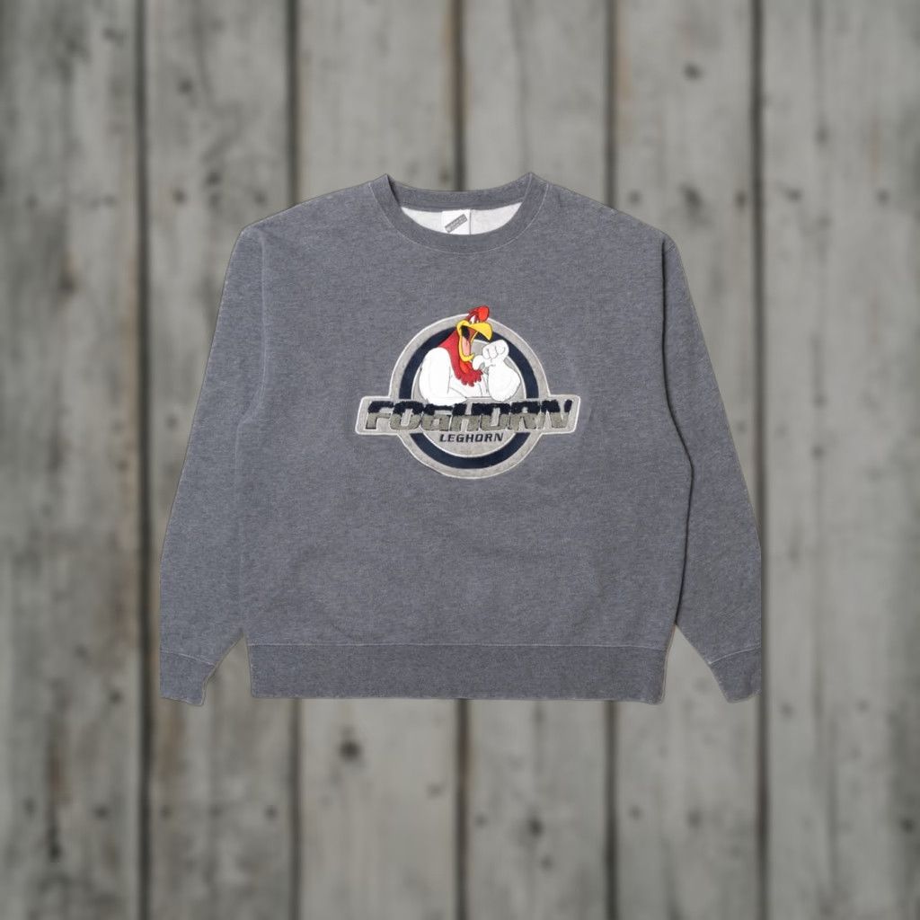 Vintage VINTAGE Warner Bros. Foghorn Leghorn Looney Tunes Sweatshirt Dark Gray Medium Unisex Adults Sweatshirts Pullover 2010s Mens Women Or Girls? Size US M / EU 48-50 / 2 - 1 Thumbnail