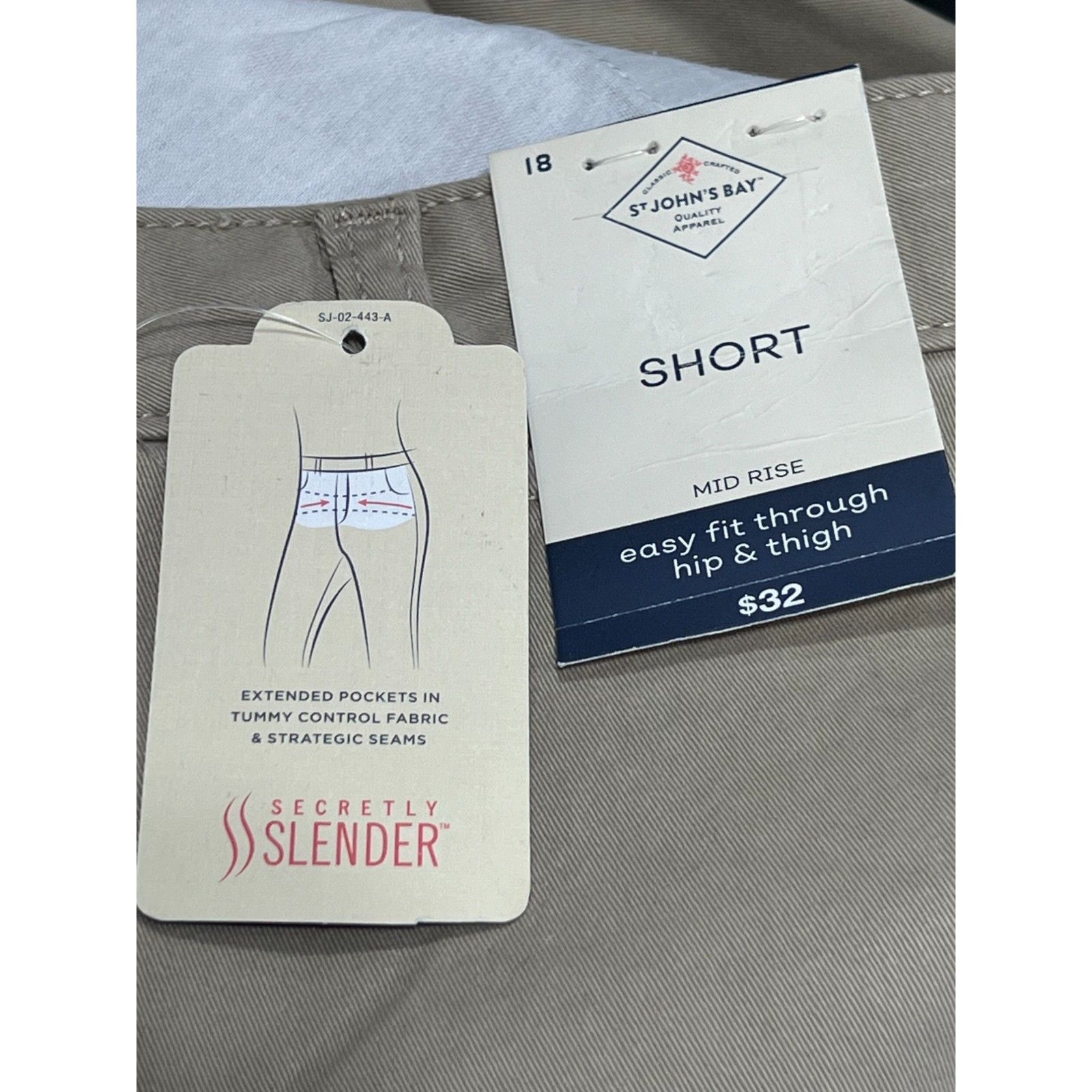 Other St. John's Bay - Women's Mid Rise 5" Inseam Chino Short - Be Size 40" / US 18 - 12 Thumbnail