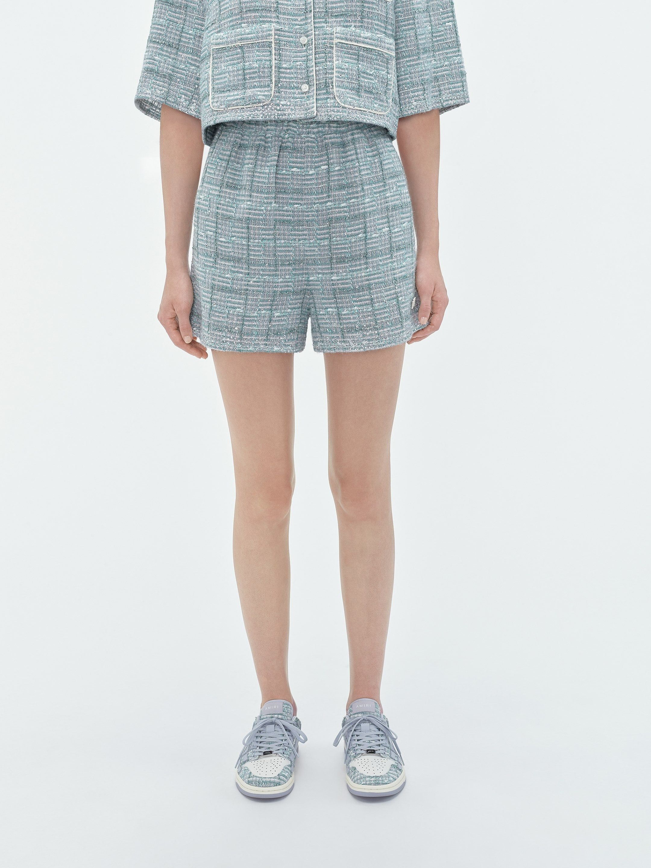 Amiri o1s1wg110525 Crystal Boucle Short in Blue/White Size 27" / US 4 / IT 40 - 3 Thumbnail
